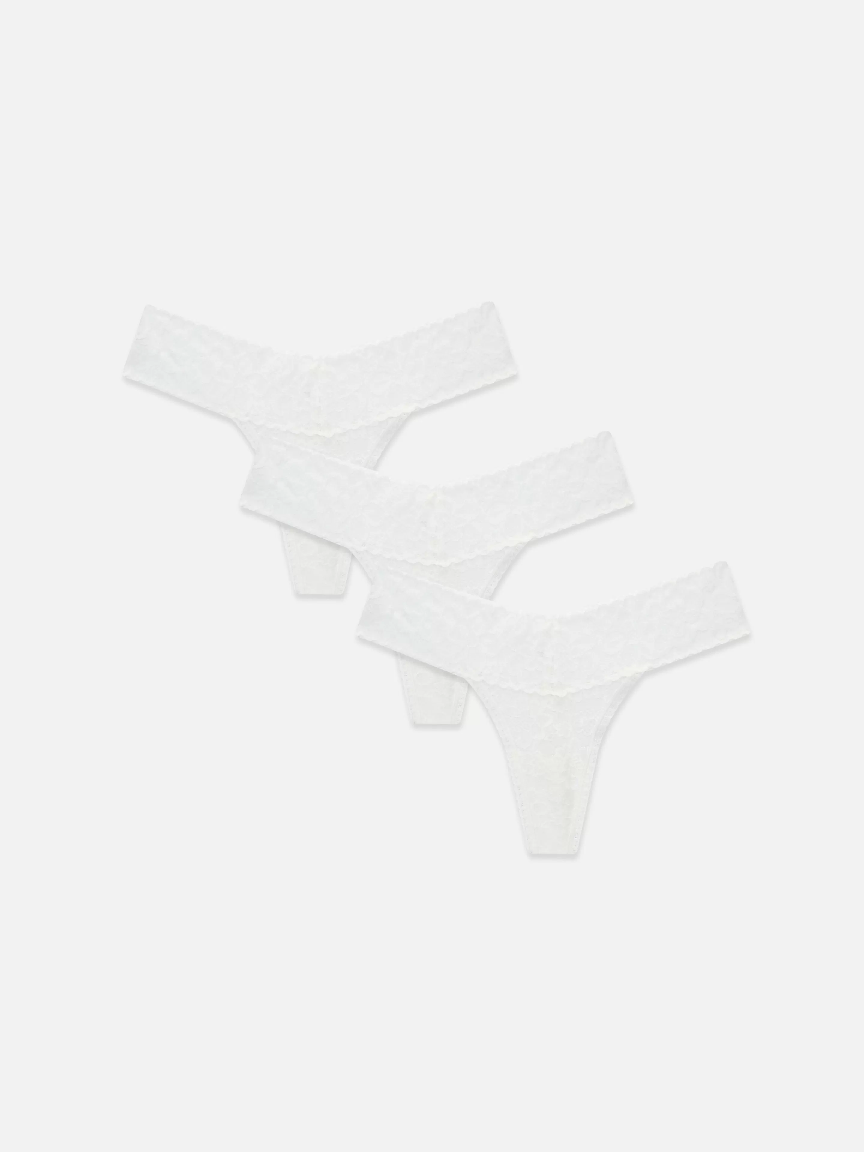 Cuecas*Primark Pack 3 Tangas Renda Branco