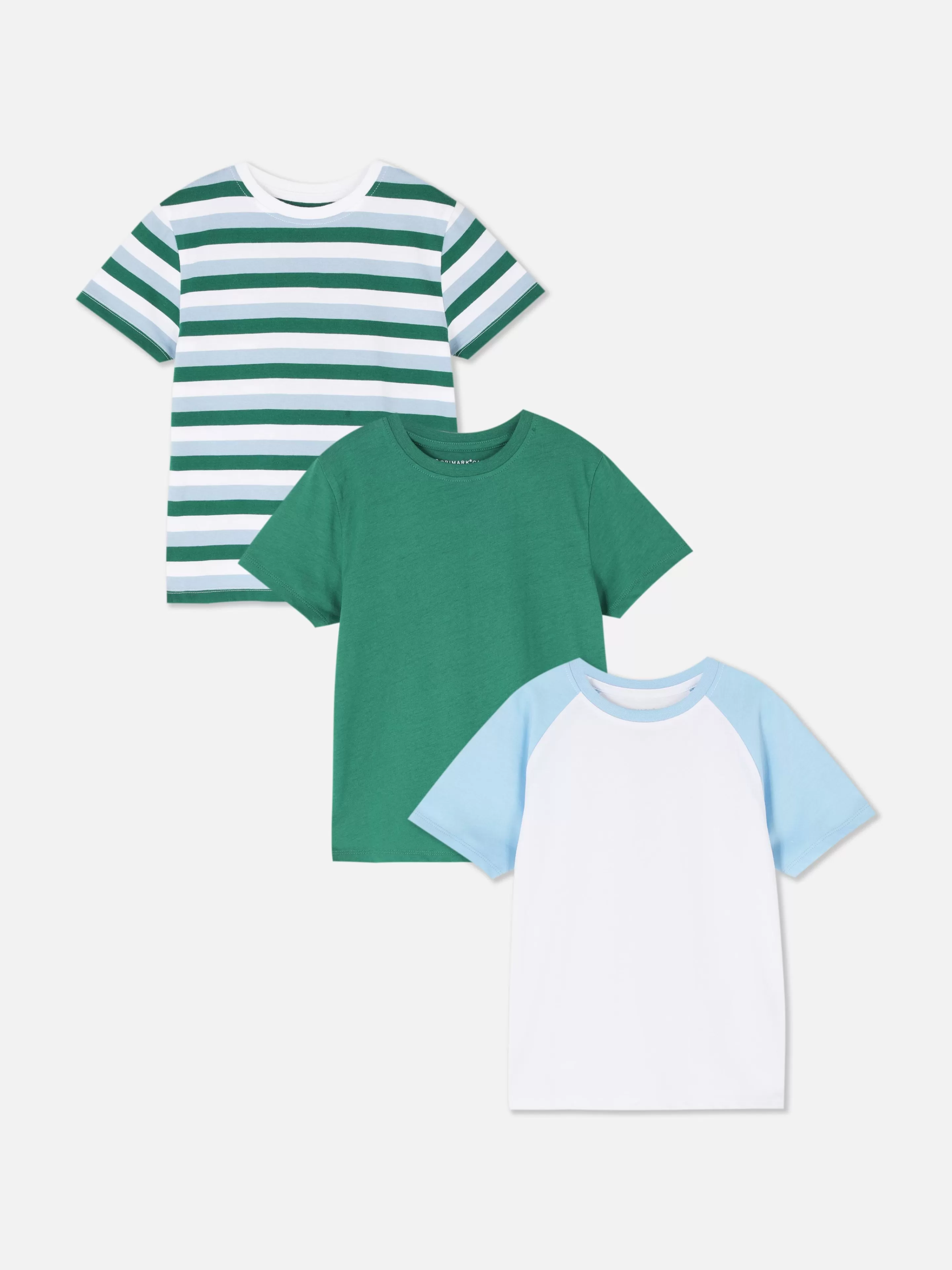 Tops E T-Shirts*Primark Pack 3 T-shirts Manga Curta Verde