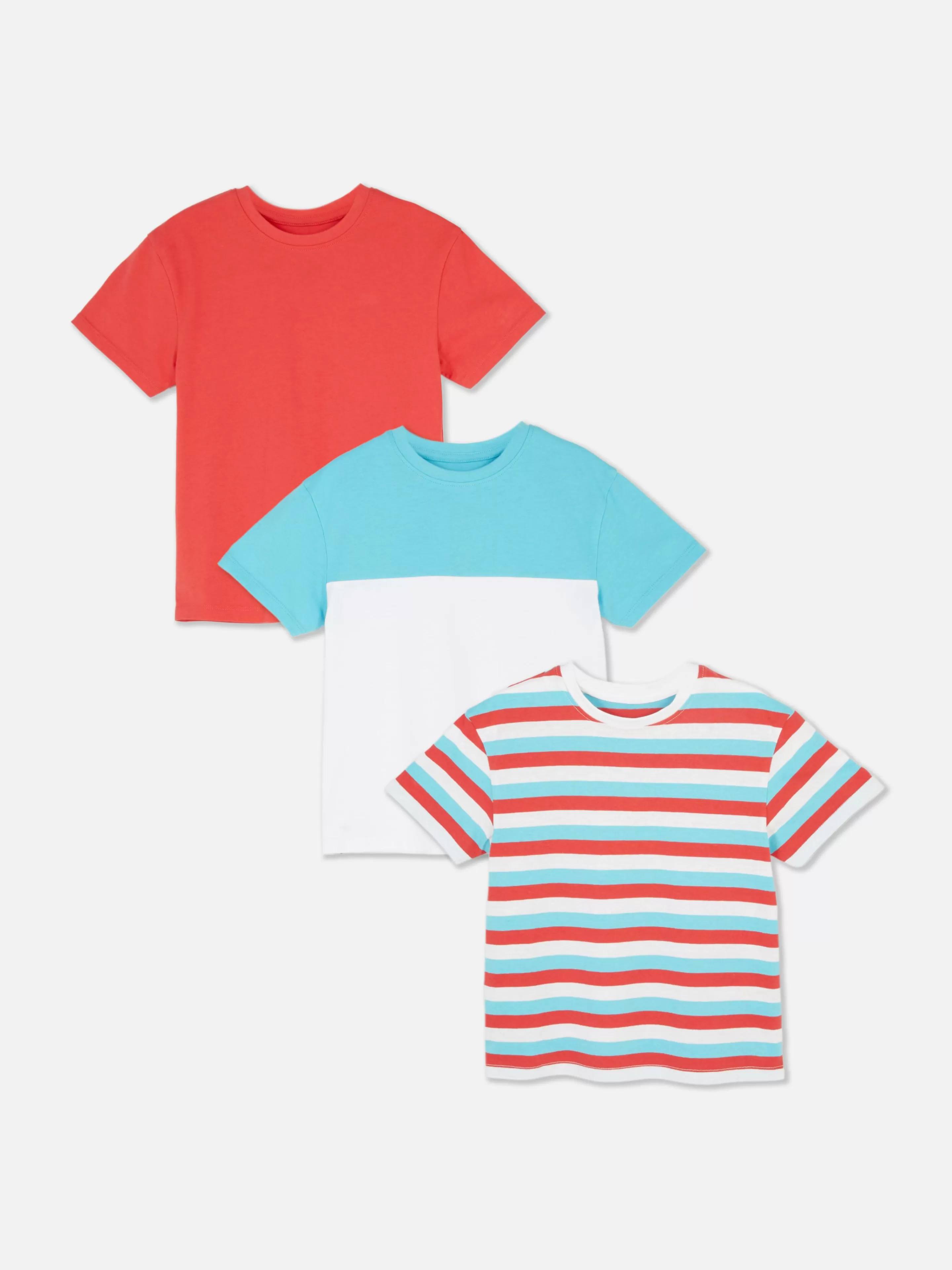 Tops E T-Shirts*Primark Pack 3 T-shirts Manga Curta Sortidas Vermelho