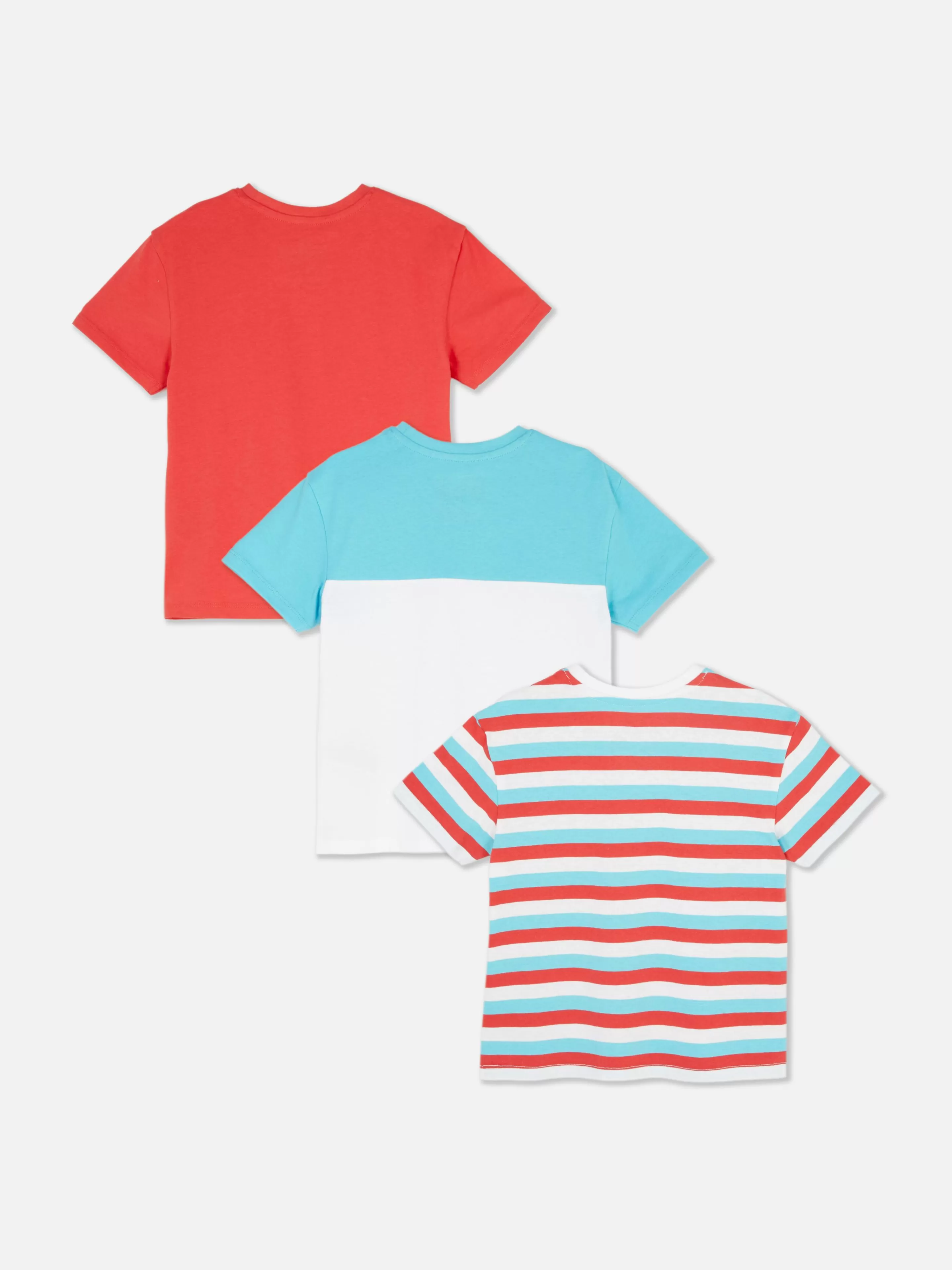 Tops E T-Shirts*Primark Pack 3 T-shirts Manga Curta Sortidas Vermelho