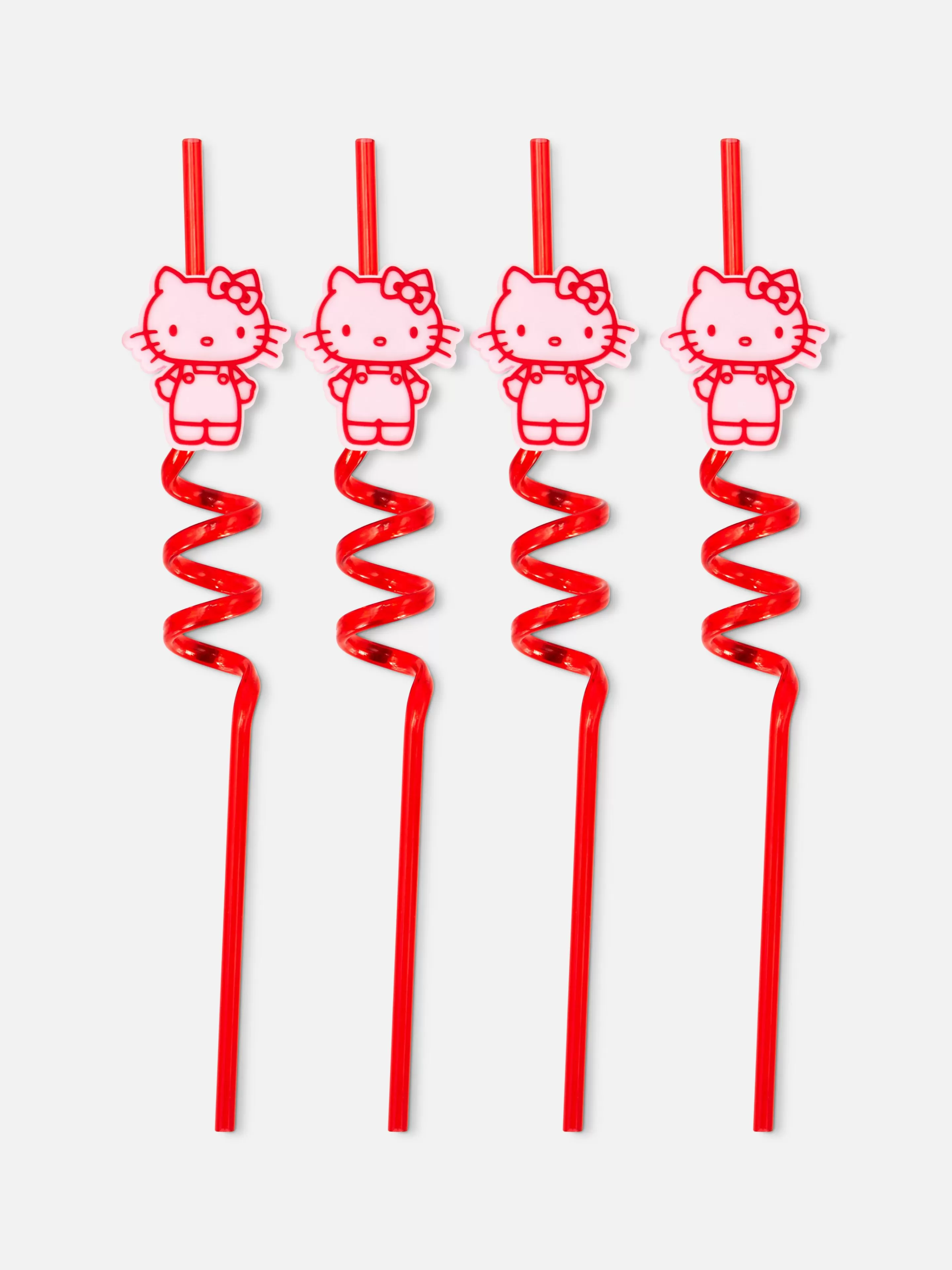 Talheres E Utensílios*Primark Pack 4 Palhinhas Espirais Hello Kitty Vermelho