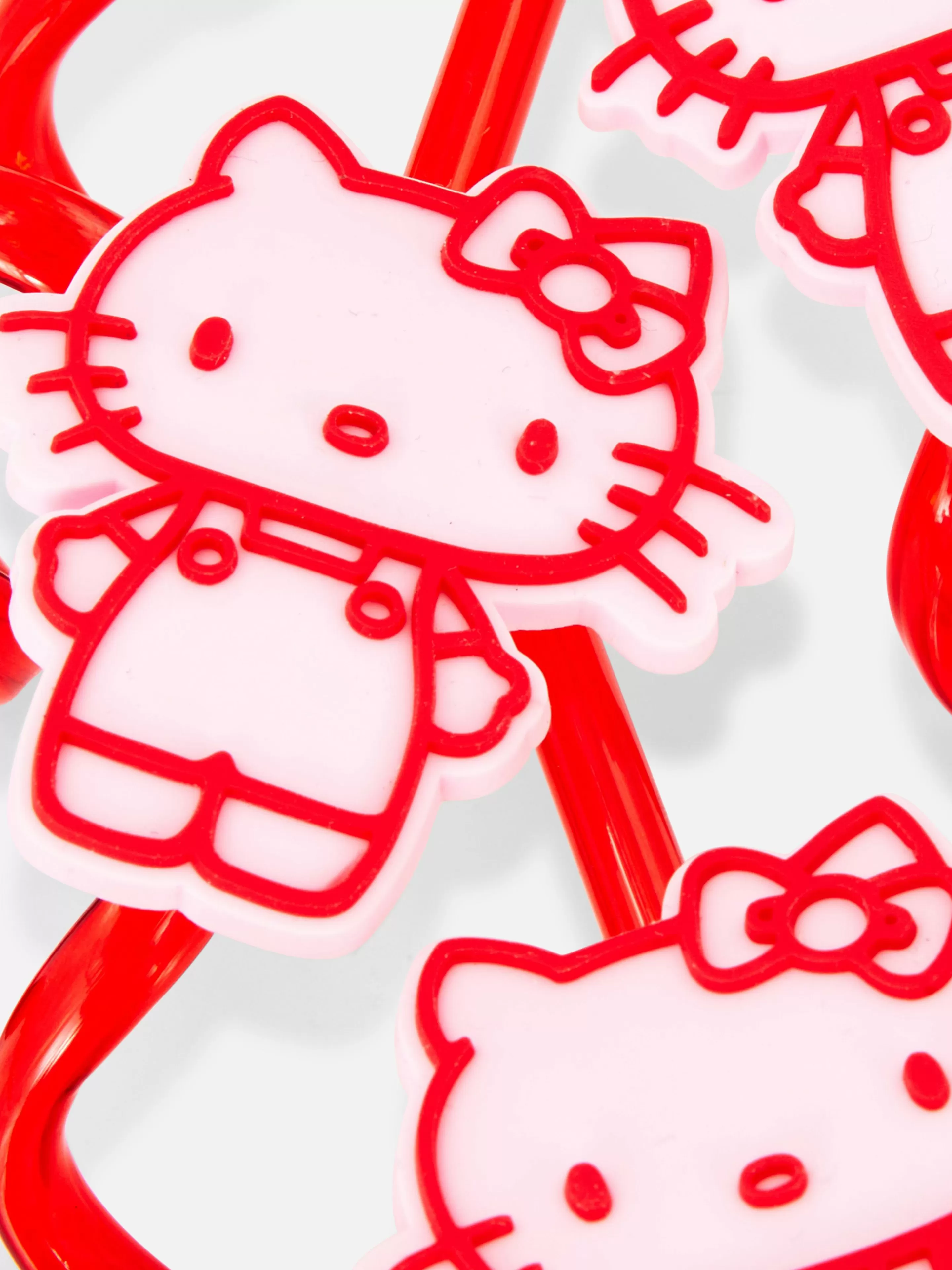 Talheres E Utensílios*Primark Pack 4 Palhinhas Espirais Hello Kitty Vermelho