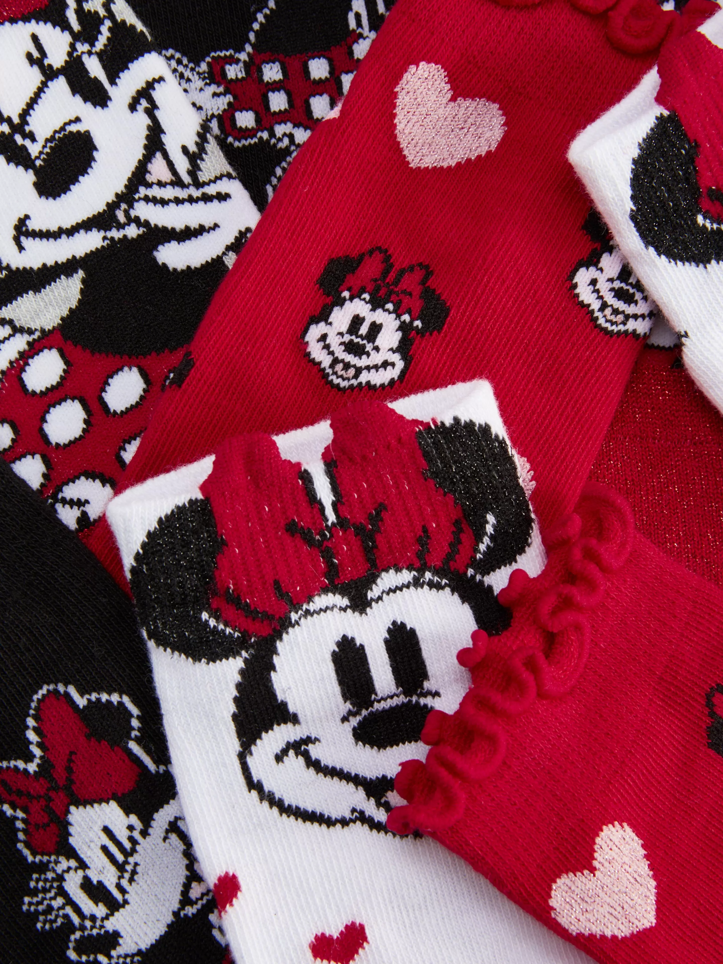 Meias E Collants*Primark Pack 4 Pares Meias Desporto Disney Minnie Vermelho