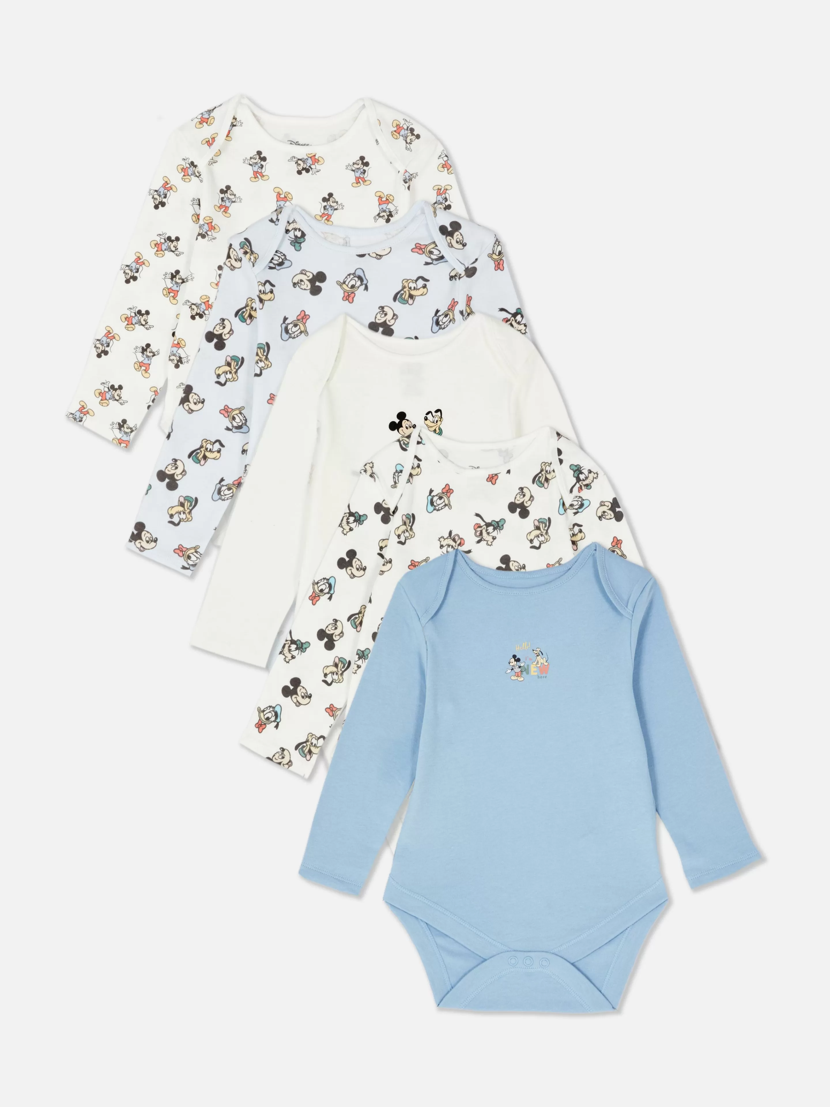 Bodies E Tops Sem Mangas*Primark Pack 5 Babygrows Disney Mickey Mouse & Friends Azul