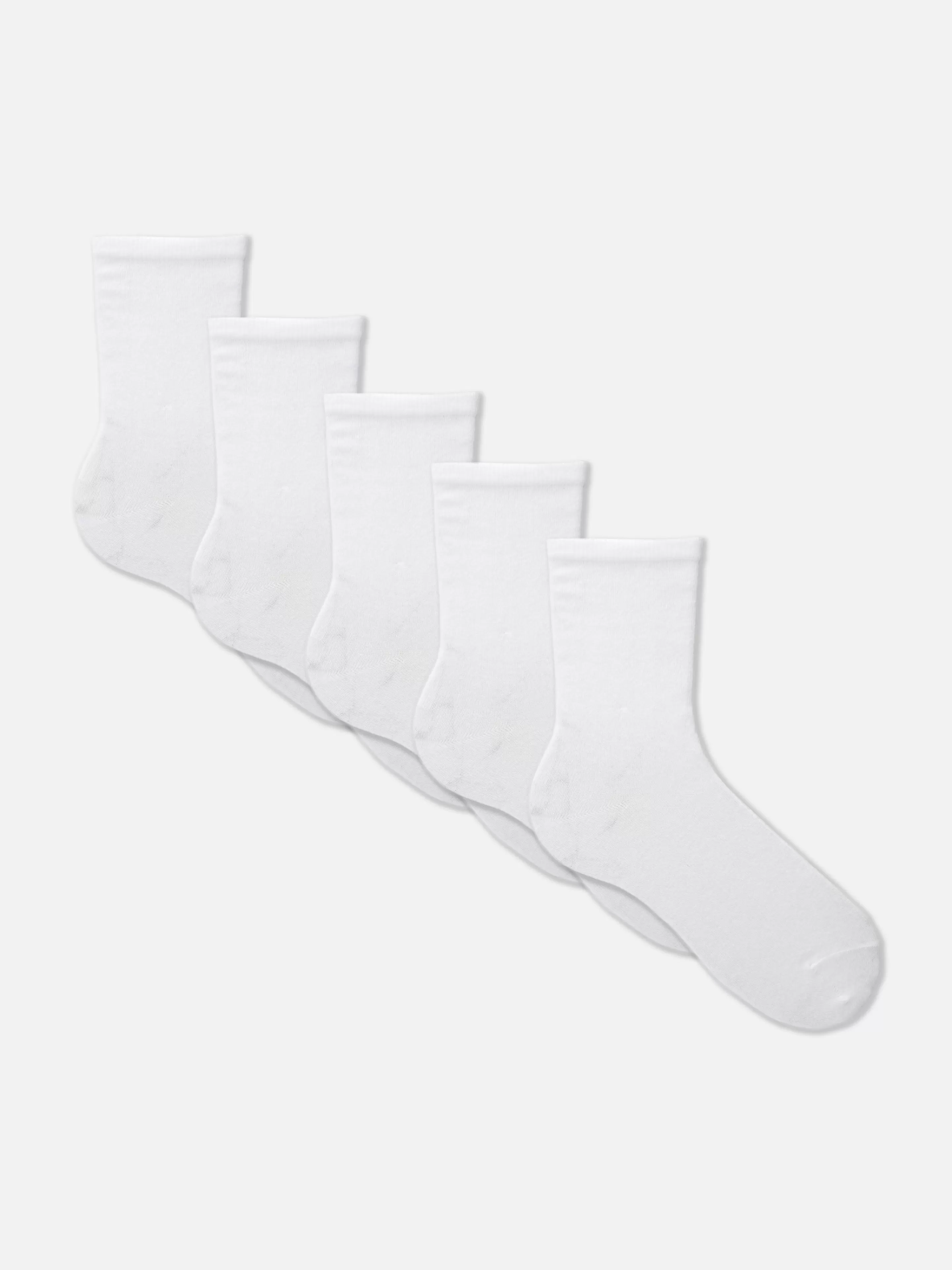 Meias*Primark Pack 5 Pares Meias Cano Médio Essenciais Branco