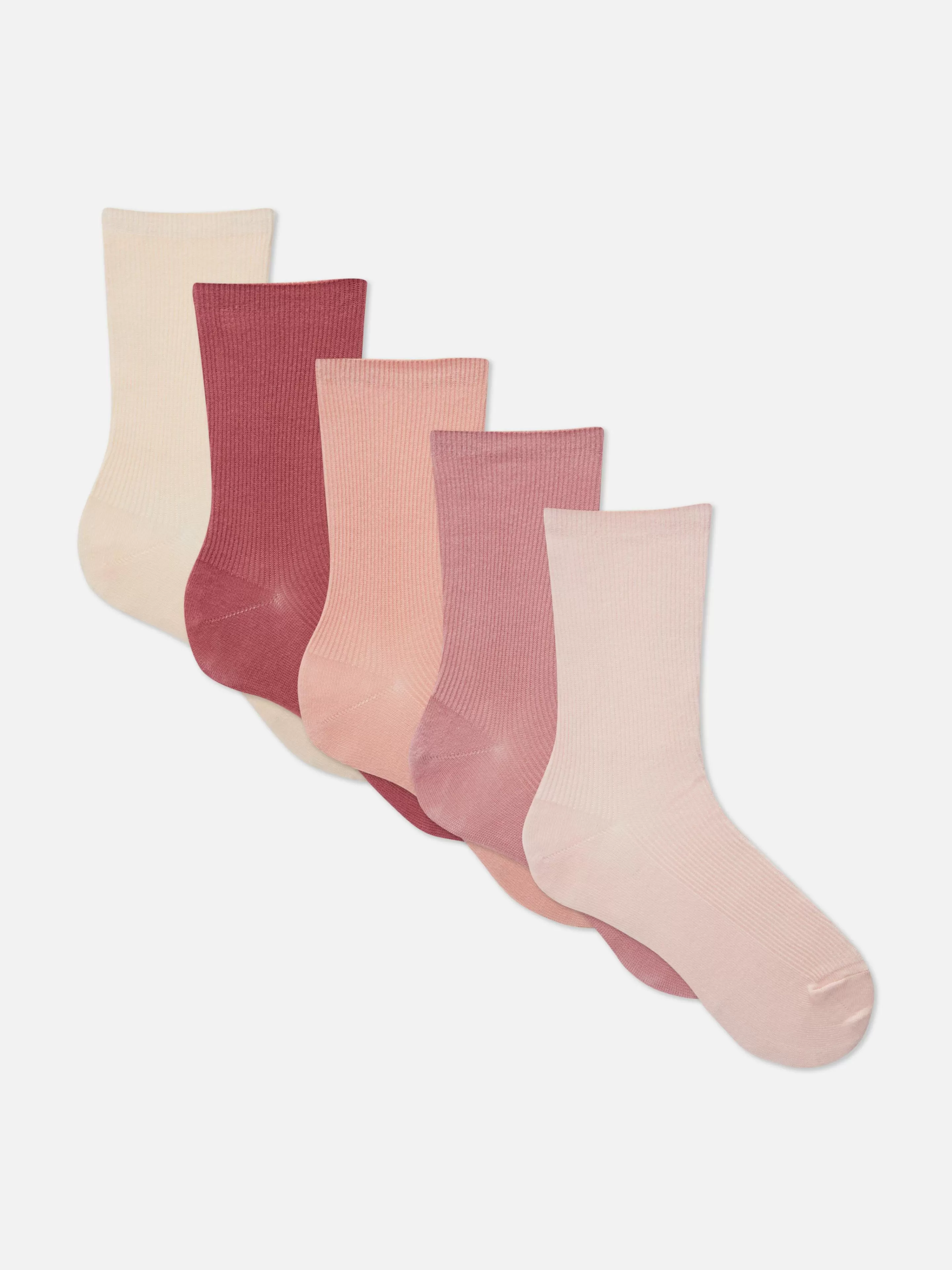 Meias*Primark Pack 5 Pares Meias Cano Médio Tonal Rosa-pálido