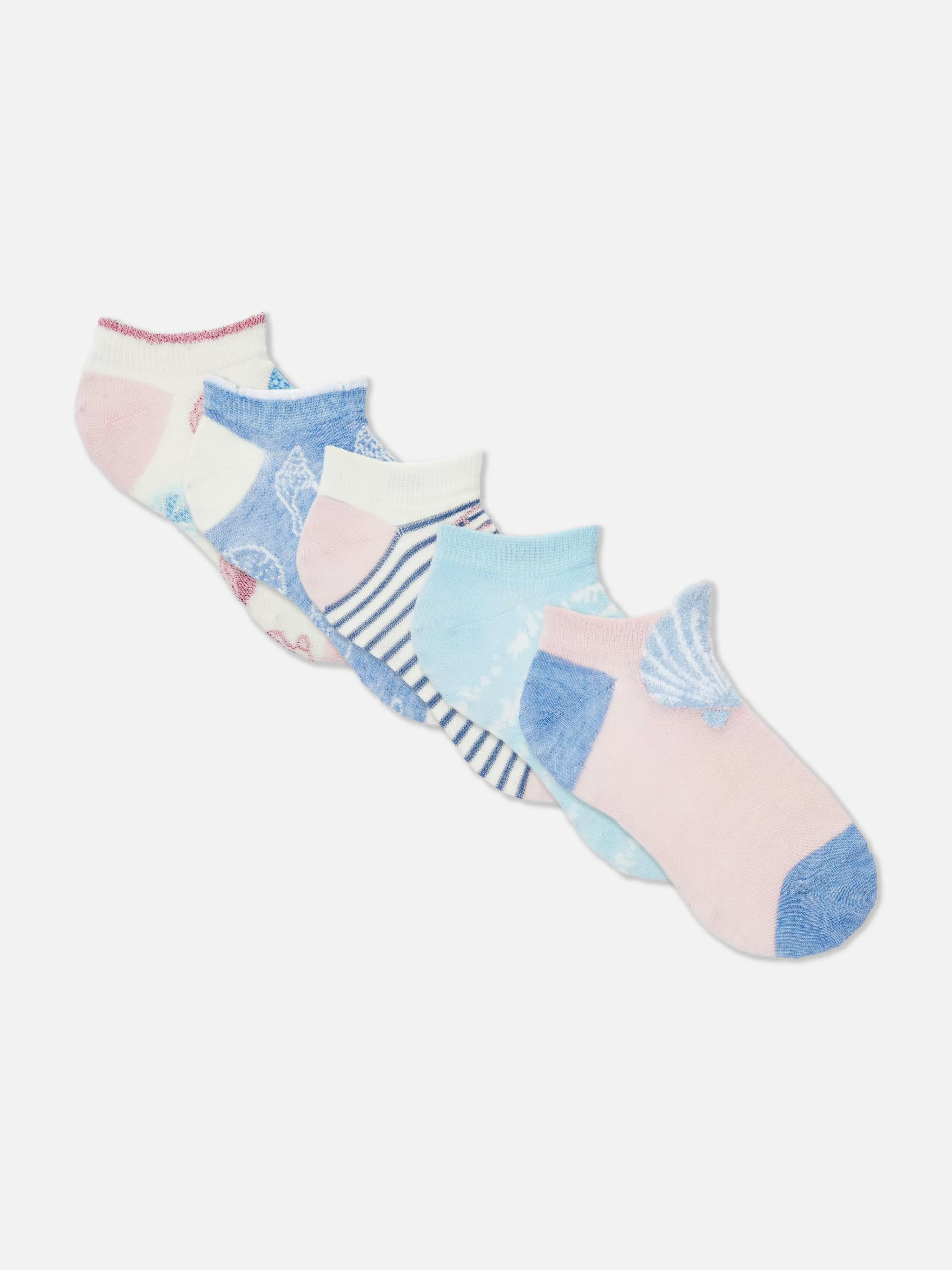 Meias E Collants*Primark Pack 5 Pares Meias Desporto Sortidas Conchas Azul