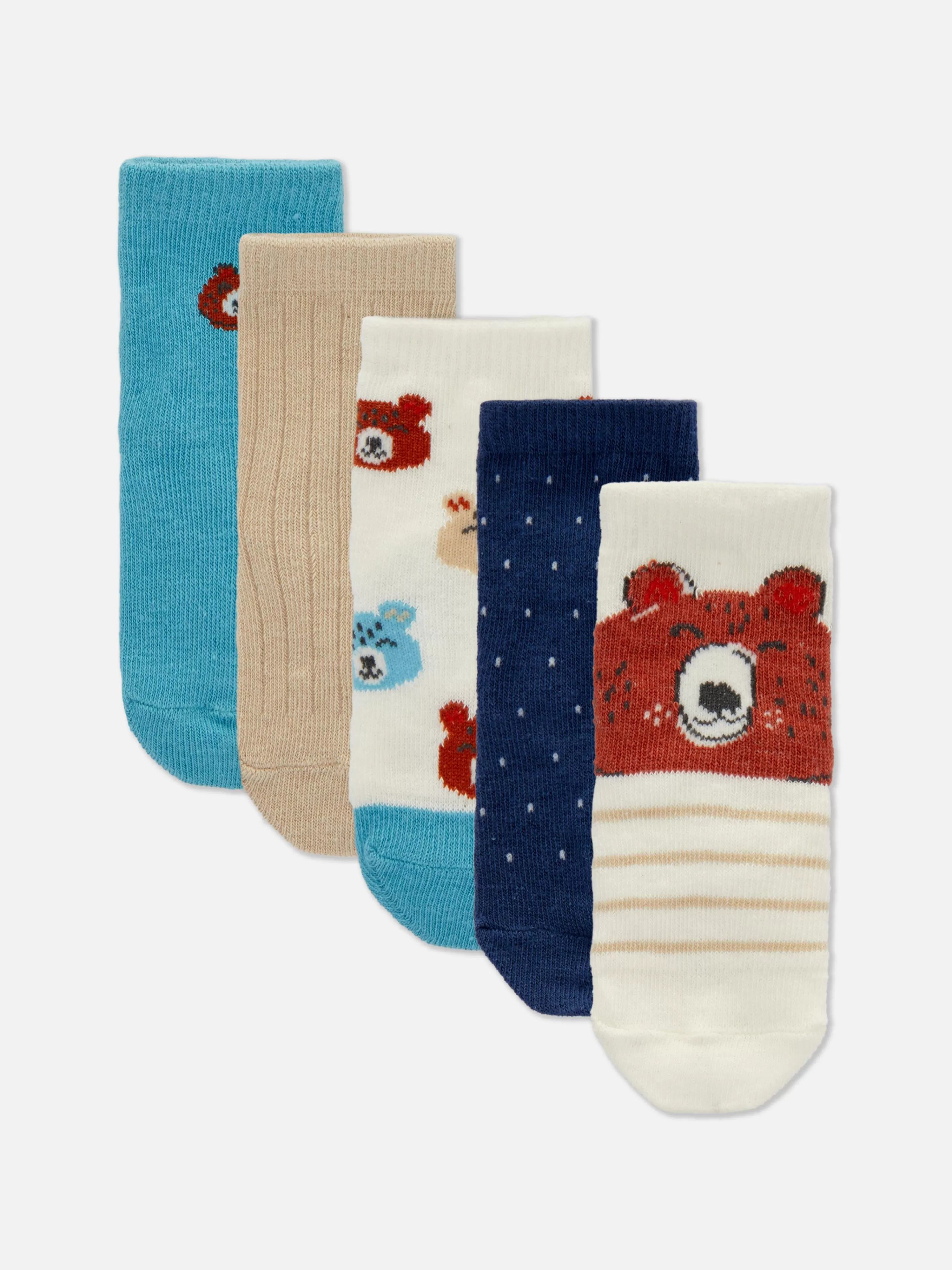 Meias E Collants*Primark Pack 5 Pares Meias Urso Azul