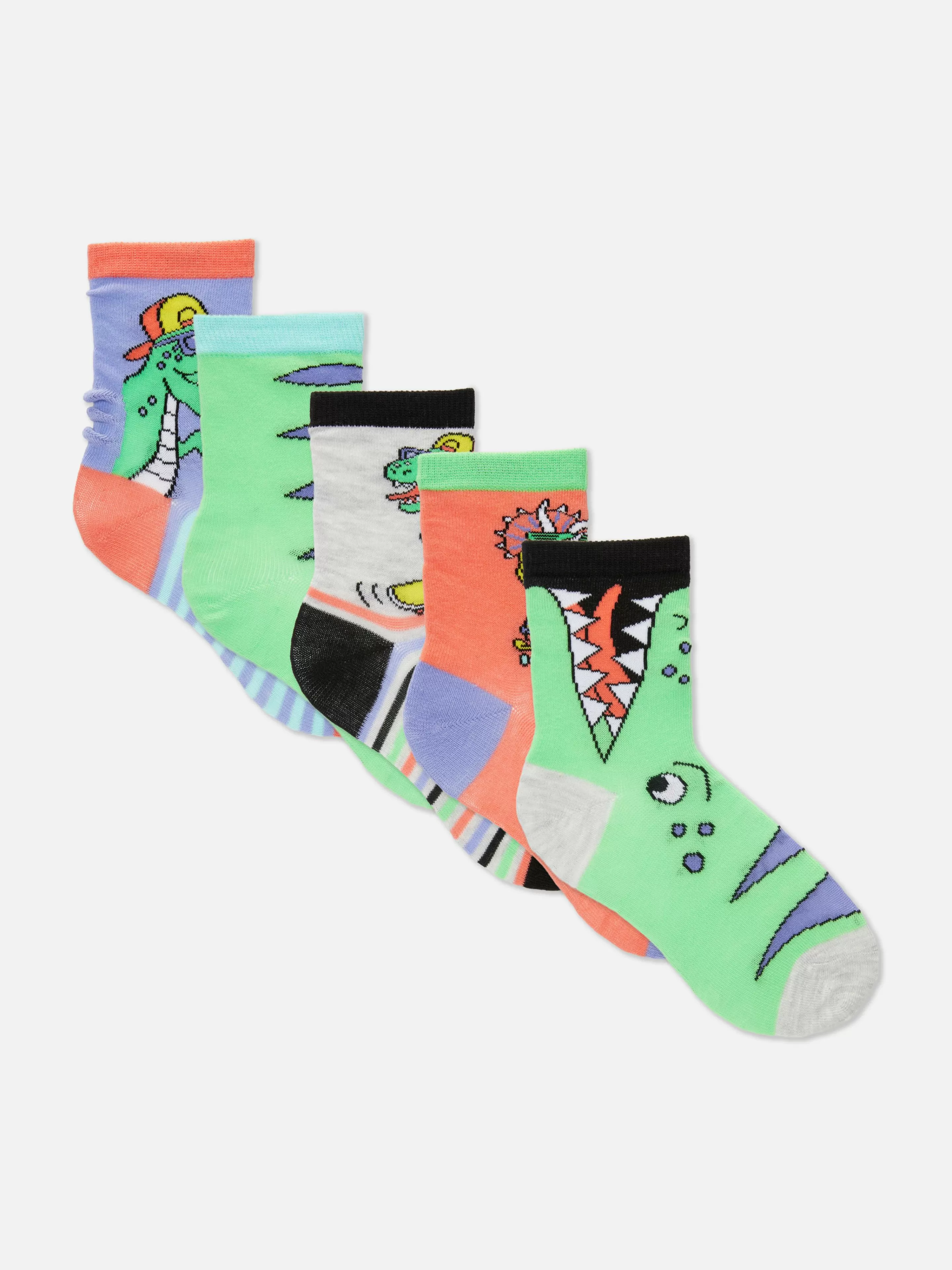 Meias*Primark Pack 5 Pares Soquetes Dinossauro Multicolor