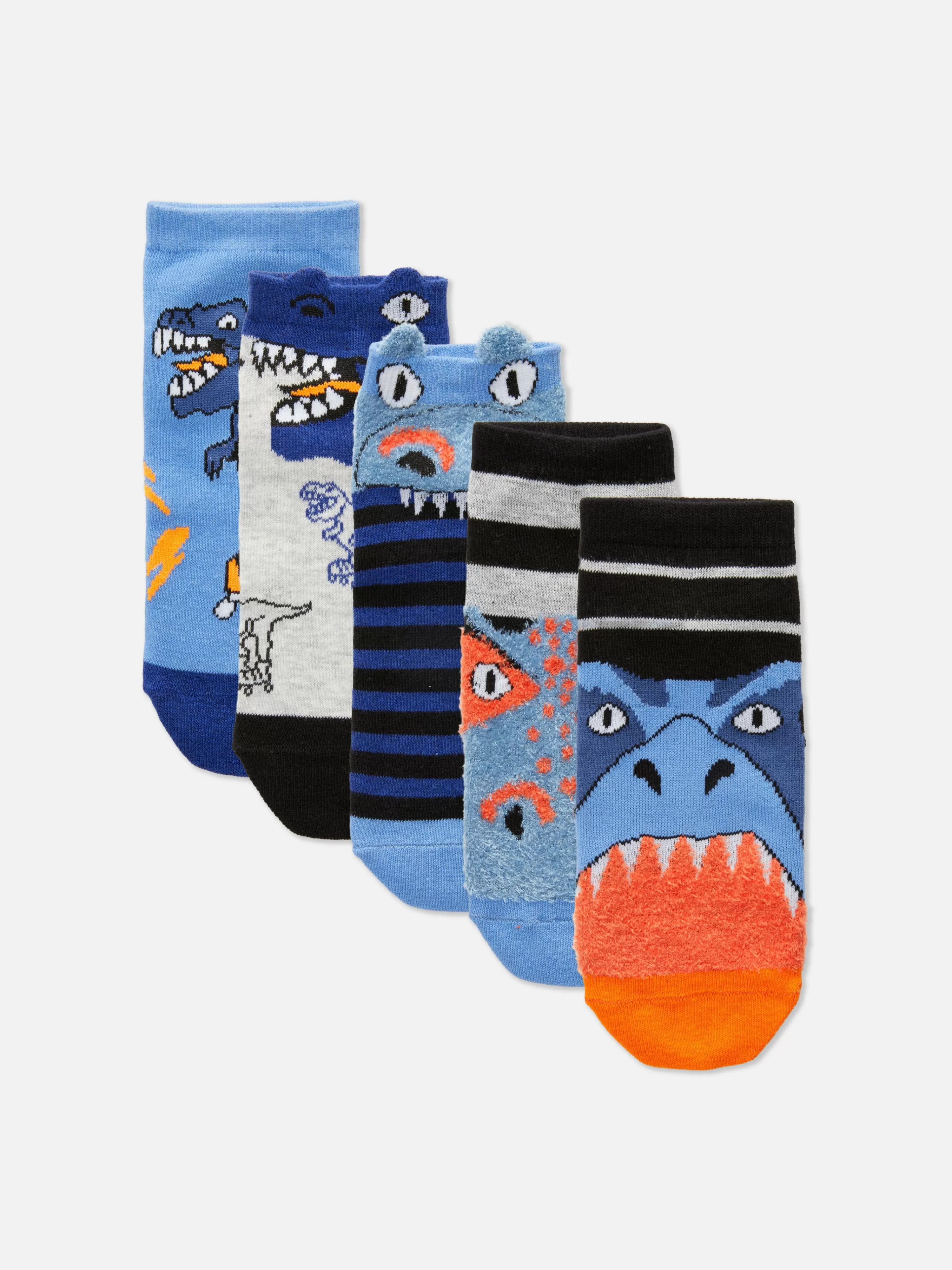 Meias*Primark Pack 5 Pares Soquetes Fantasia Dinossauro Azul