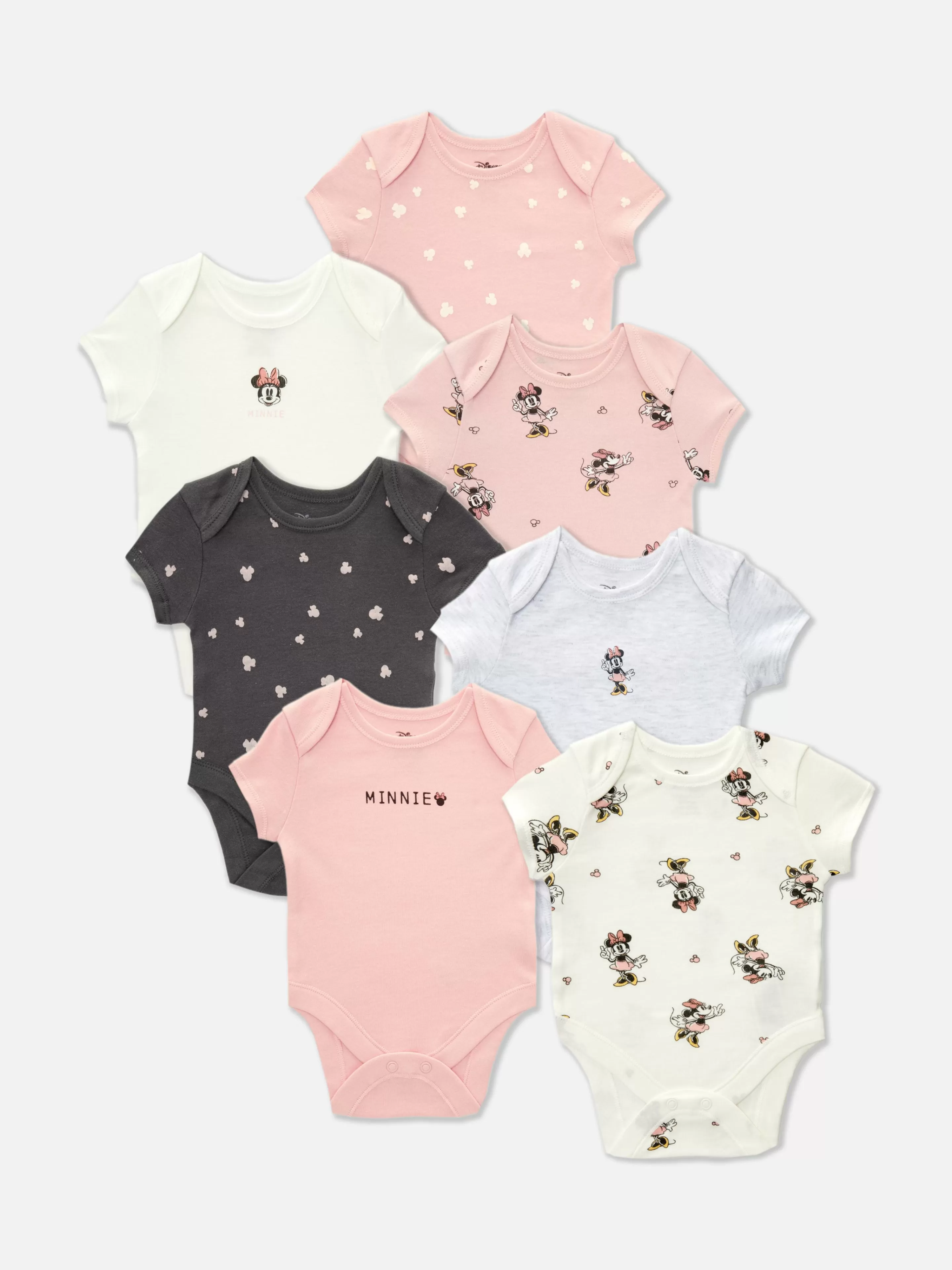 Bodies E Tops Sem Mangas*Primark Pack 7 Bodies Estampados Disney Minnie Cor-de-rosa