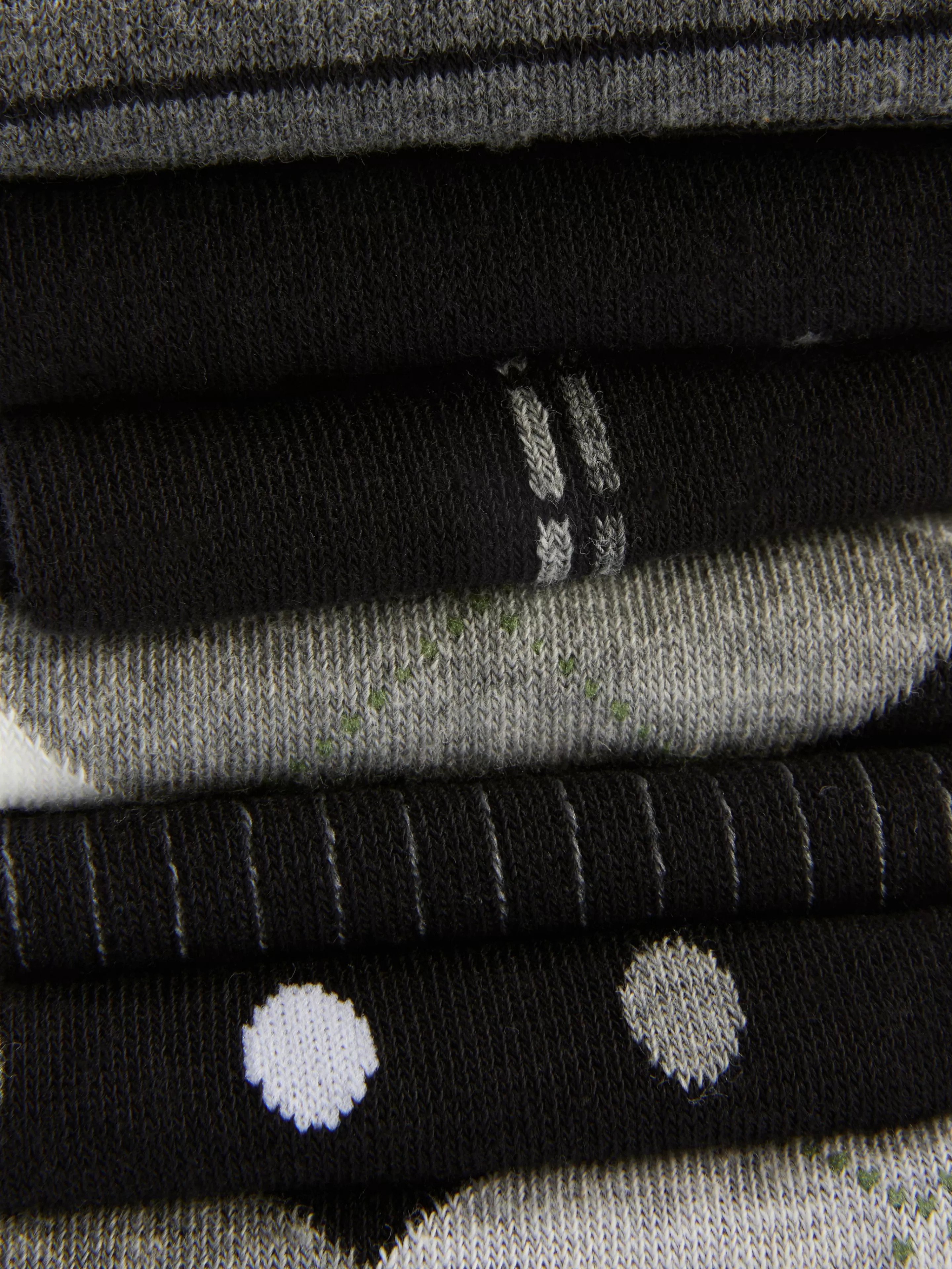 Meias*Primark Pack 7 Pares Meias Cano Médio Designs Sortidos Preto