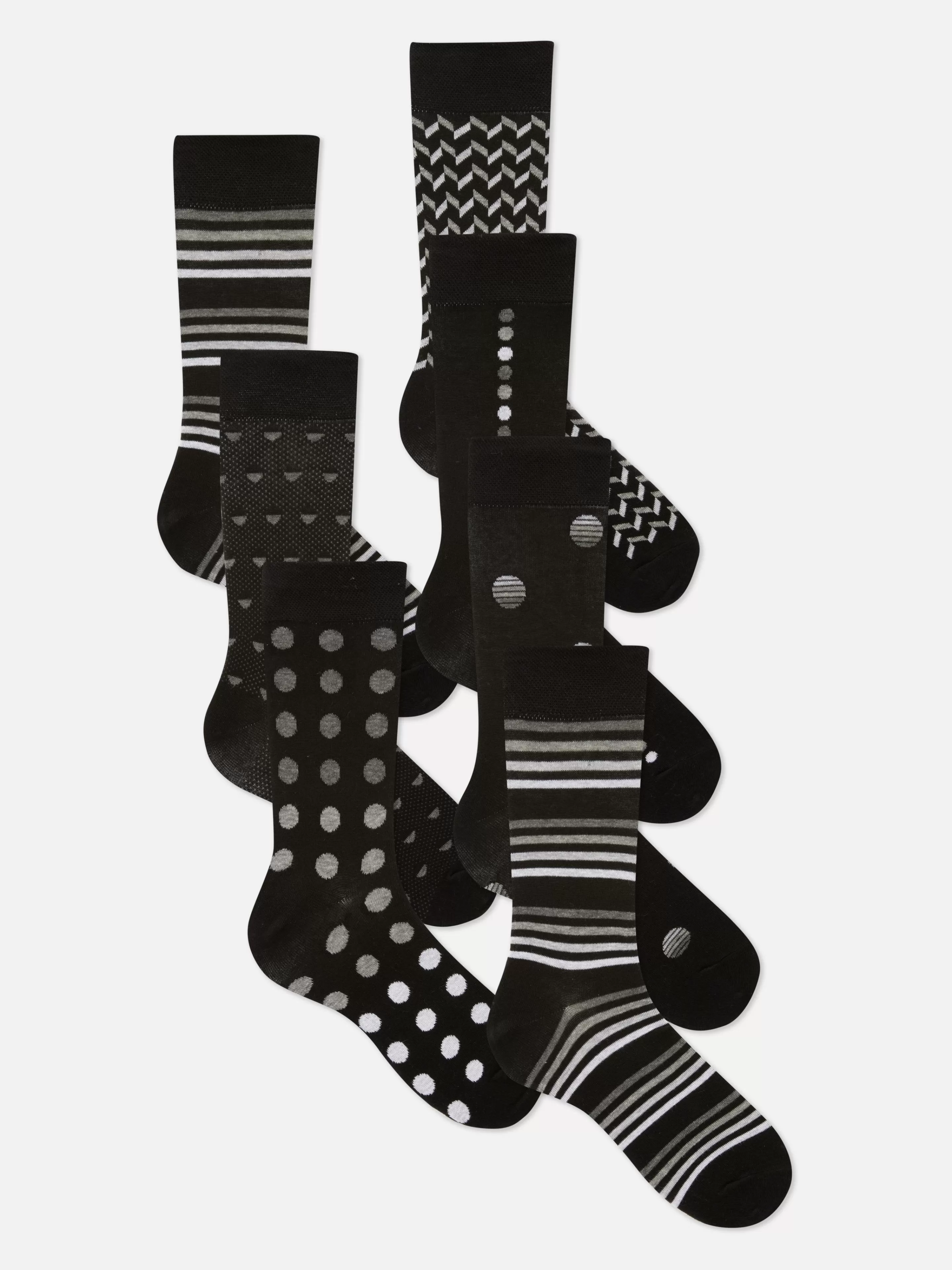 Meias*Primark Pack 7 Pares Meias Cano Médio Padrões Sortidos Multicolor