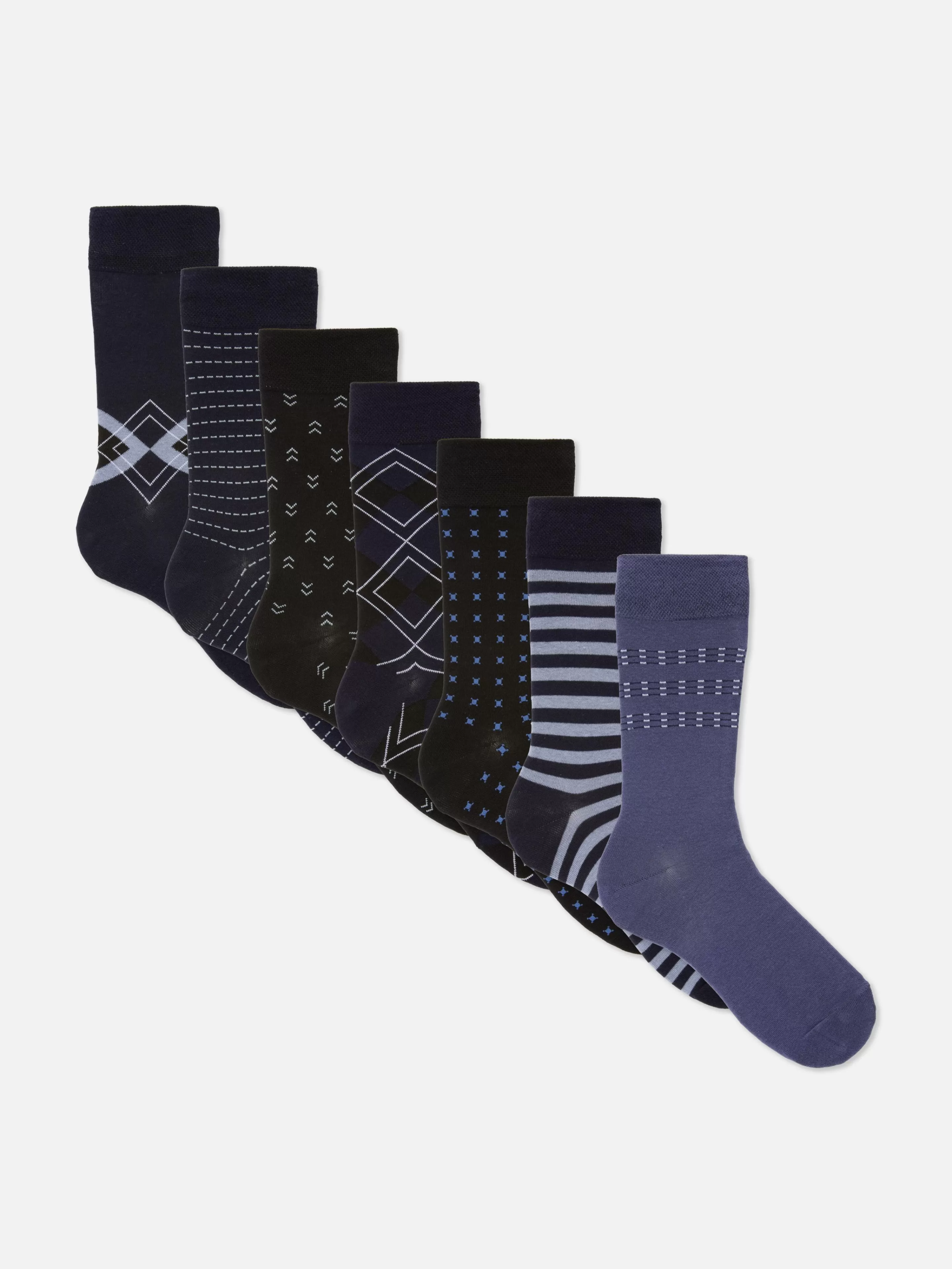 Meias*Primark Pack 7 Pares Meias Cano Médio Sortidas Multicolor