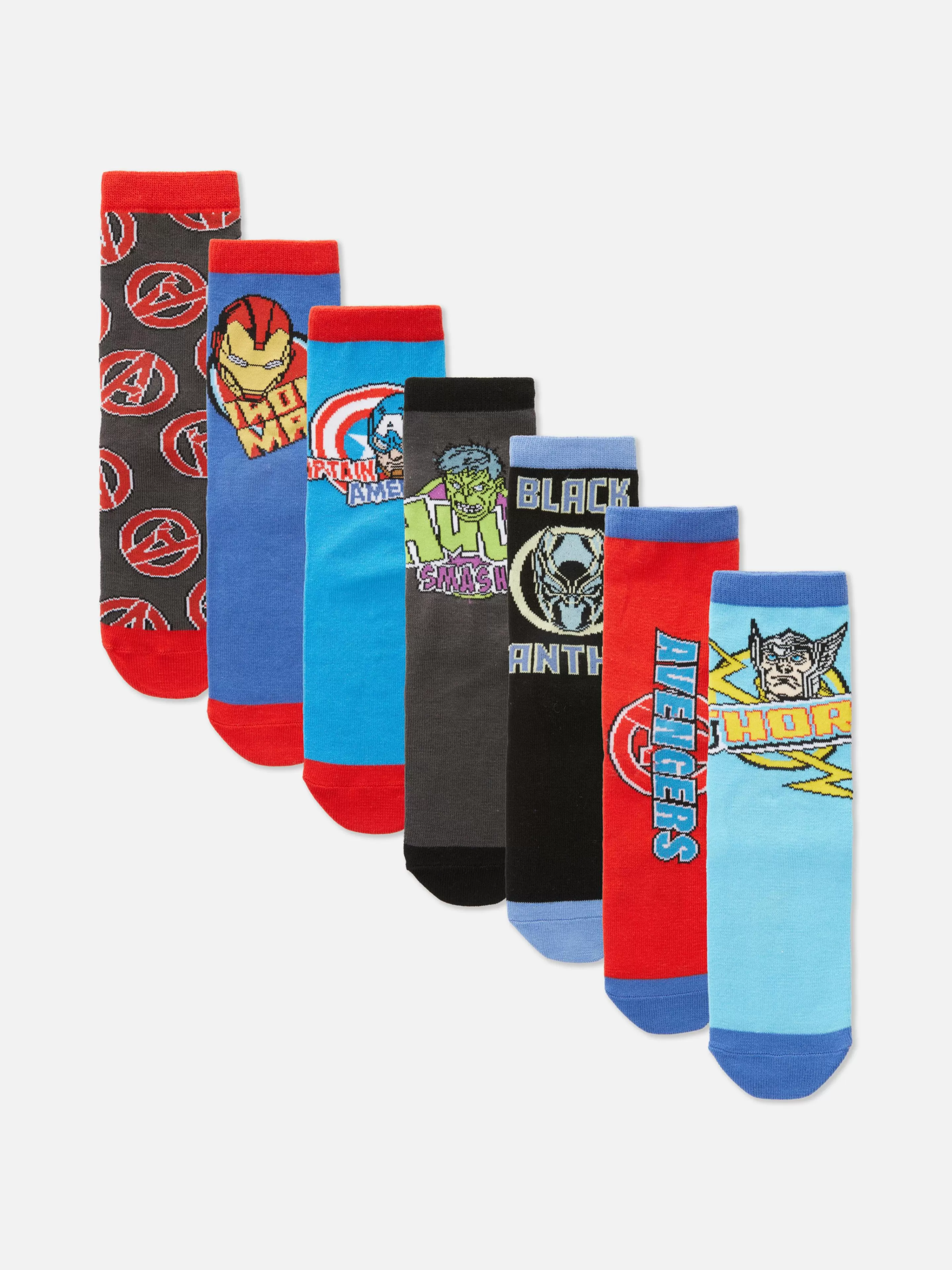 Meias*Primark Pack 7 Pares Meias Marvel Vingadores Multicolor