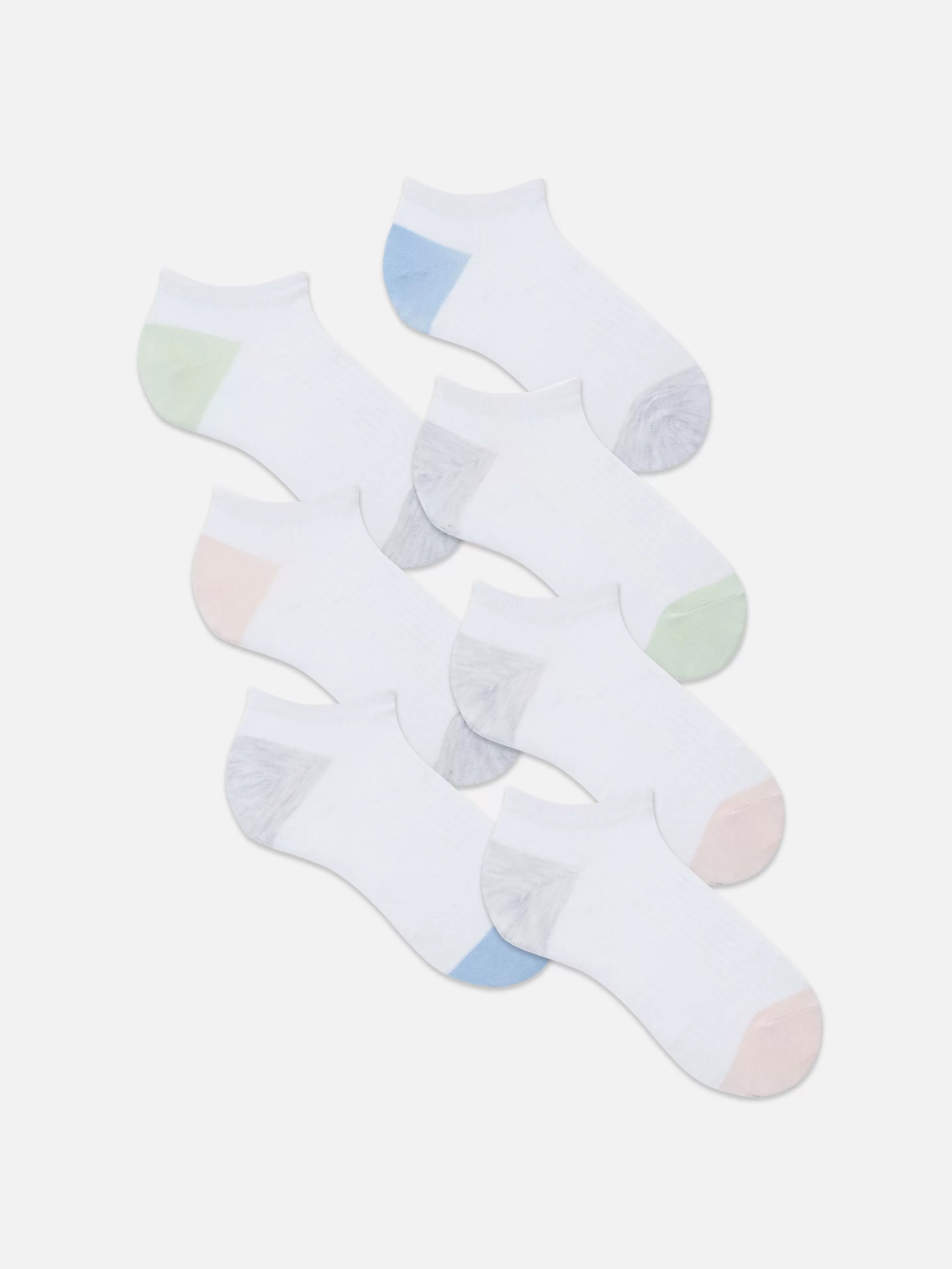 Meias*Primark Pack 7 Pares Soquetes Painel Contraste Branco