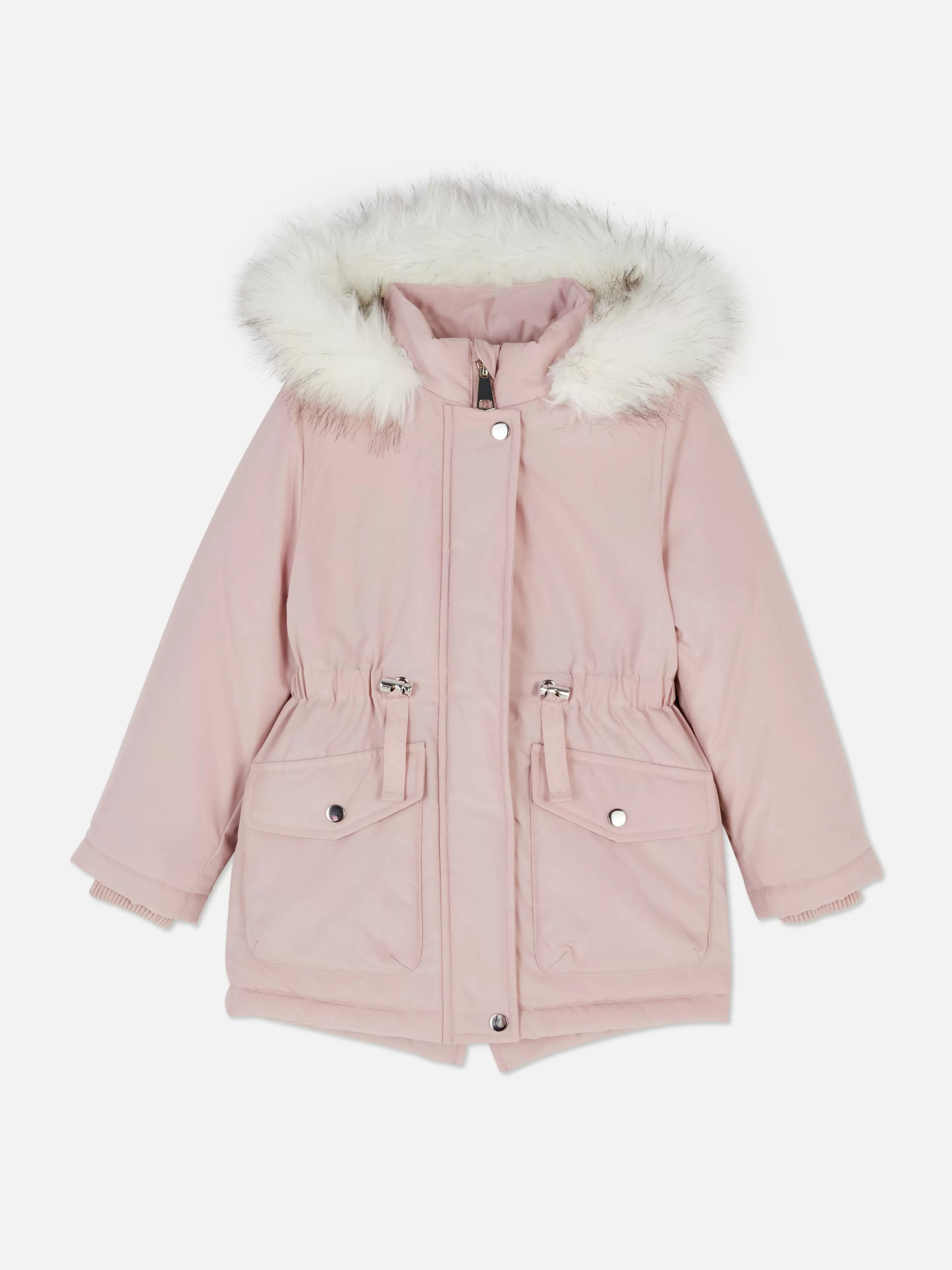 Casacos E Blusões*Primark Parka Capuz Imitação Pelo Cor-de-rosa