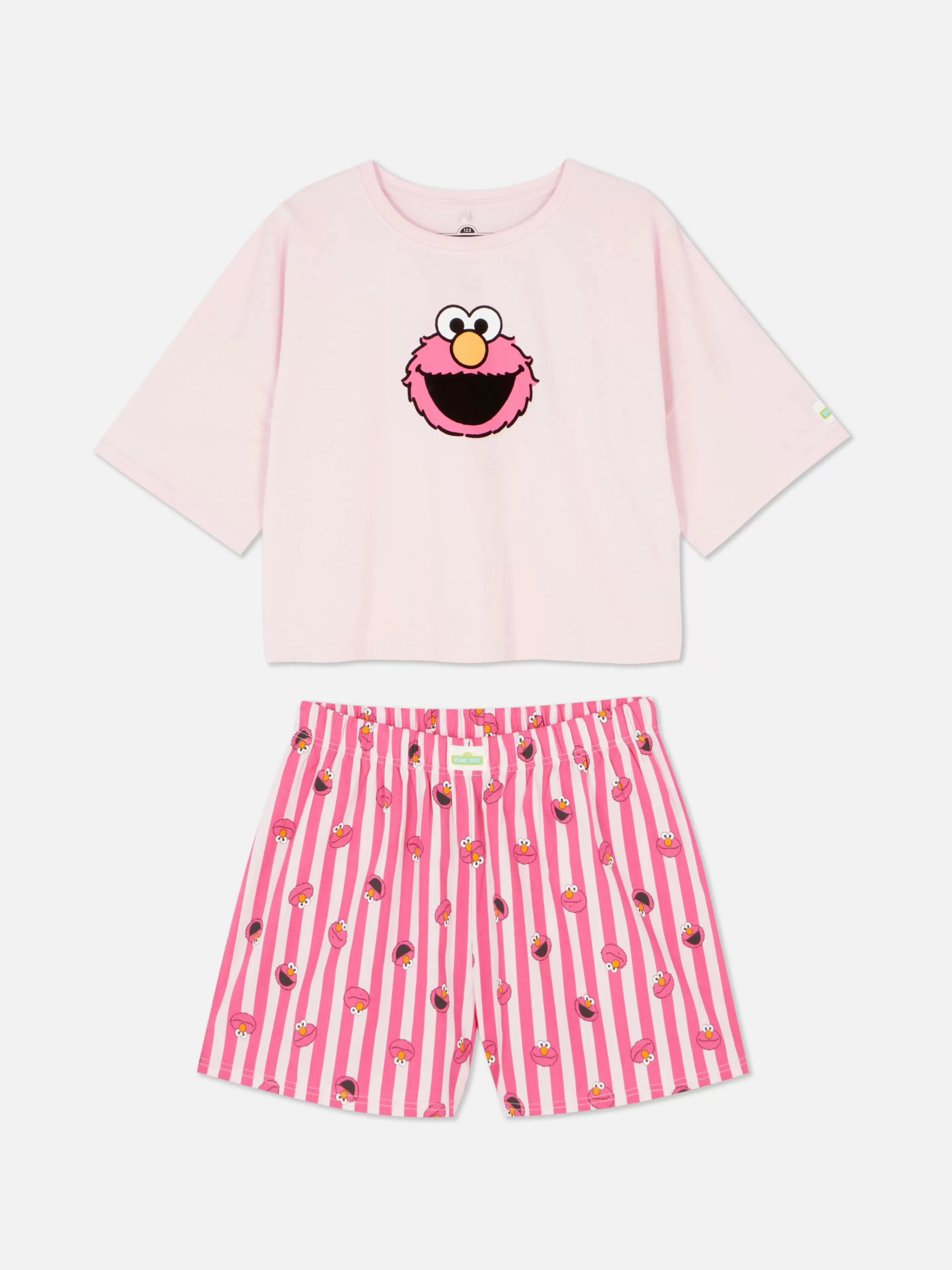 Pijamas*Primark Pijama Calções Rua Sésamo Cor-de-rosa