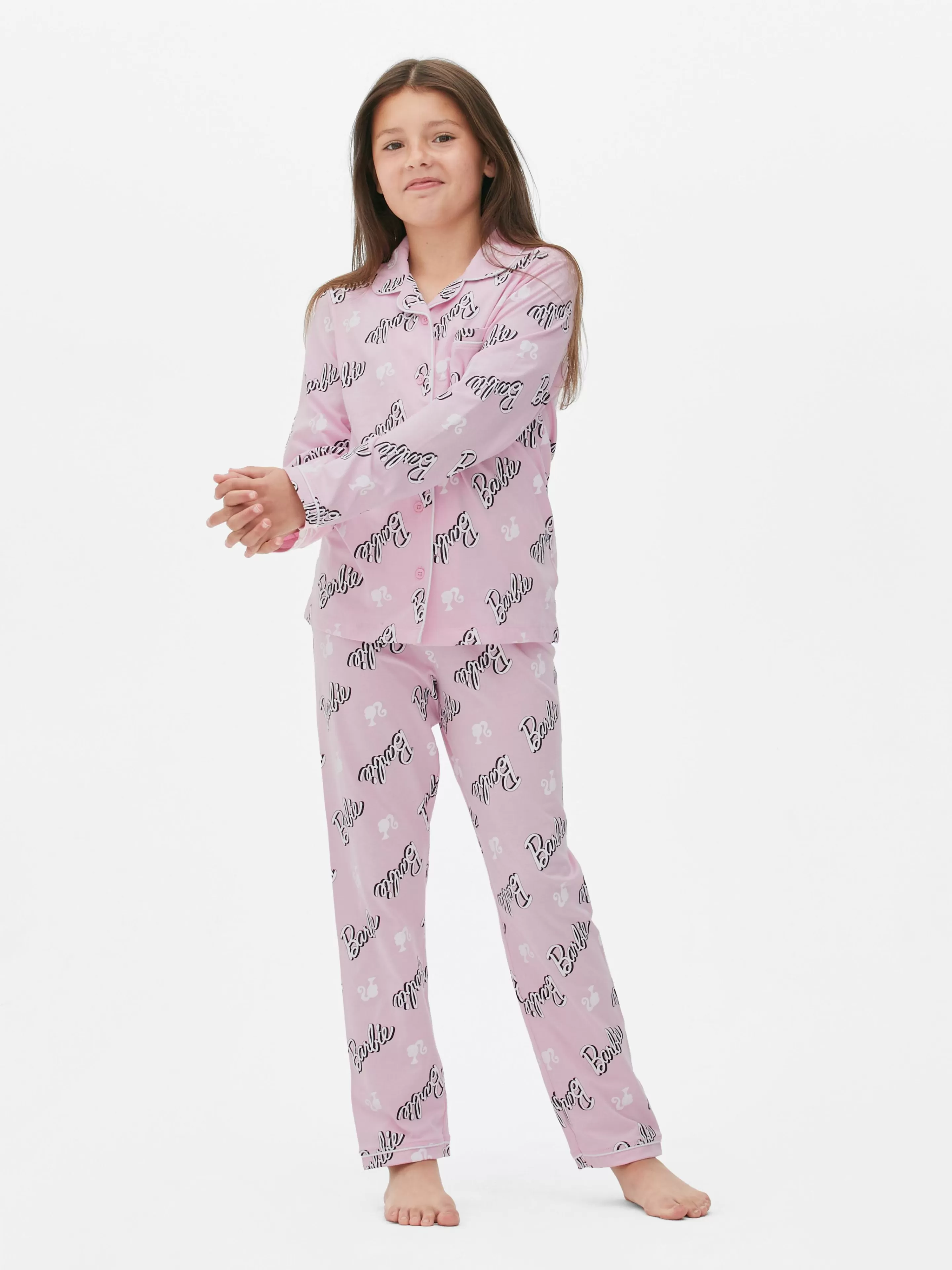 Pijamas E Roupa De Dormir*Primark Pijama Camisa Manga Comprida Barbie Cor-de-rosa