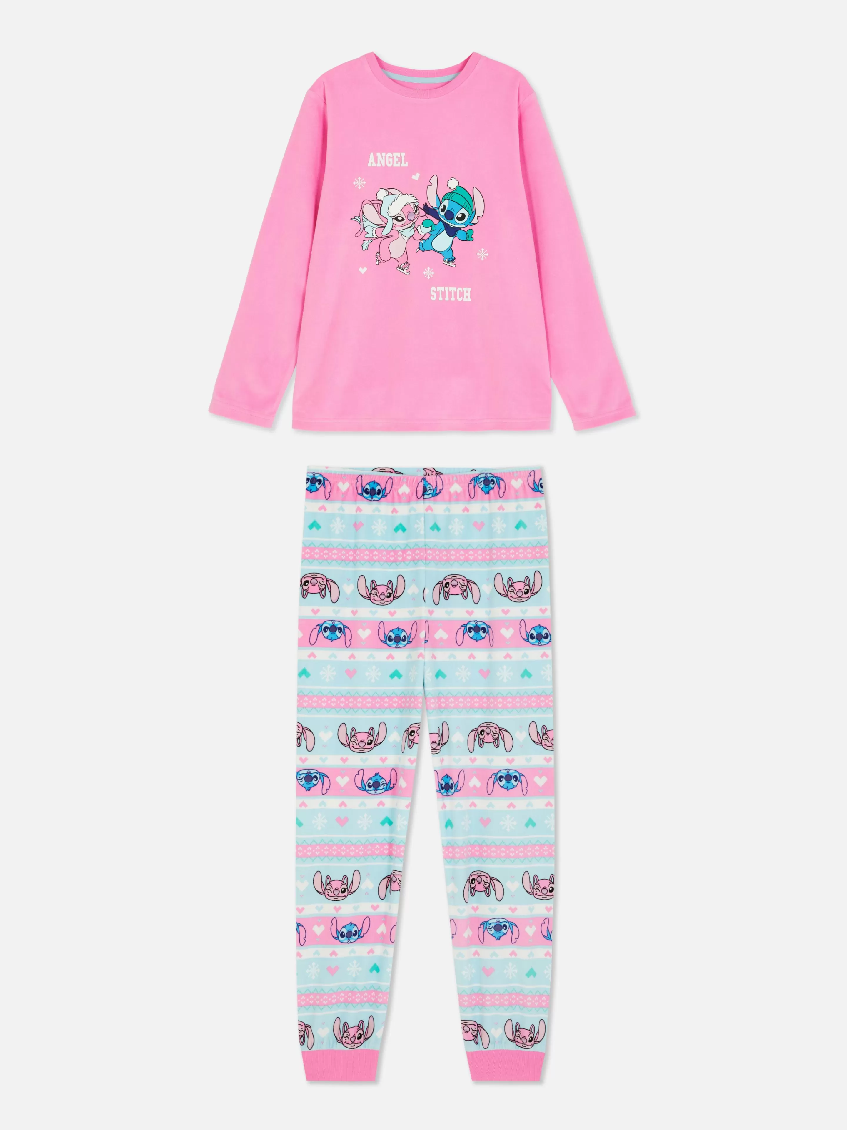 Pijamas E Roupa De Dormir*Primark Pijama Comprido Fair Isle Disney Stitch Multicolor