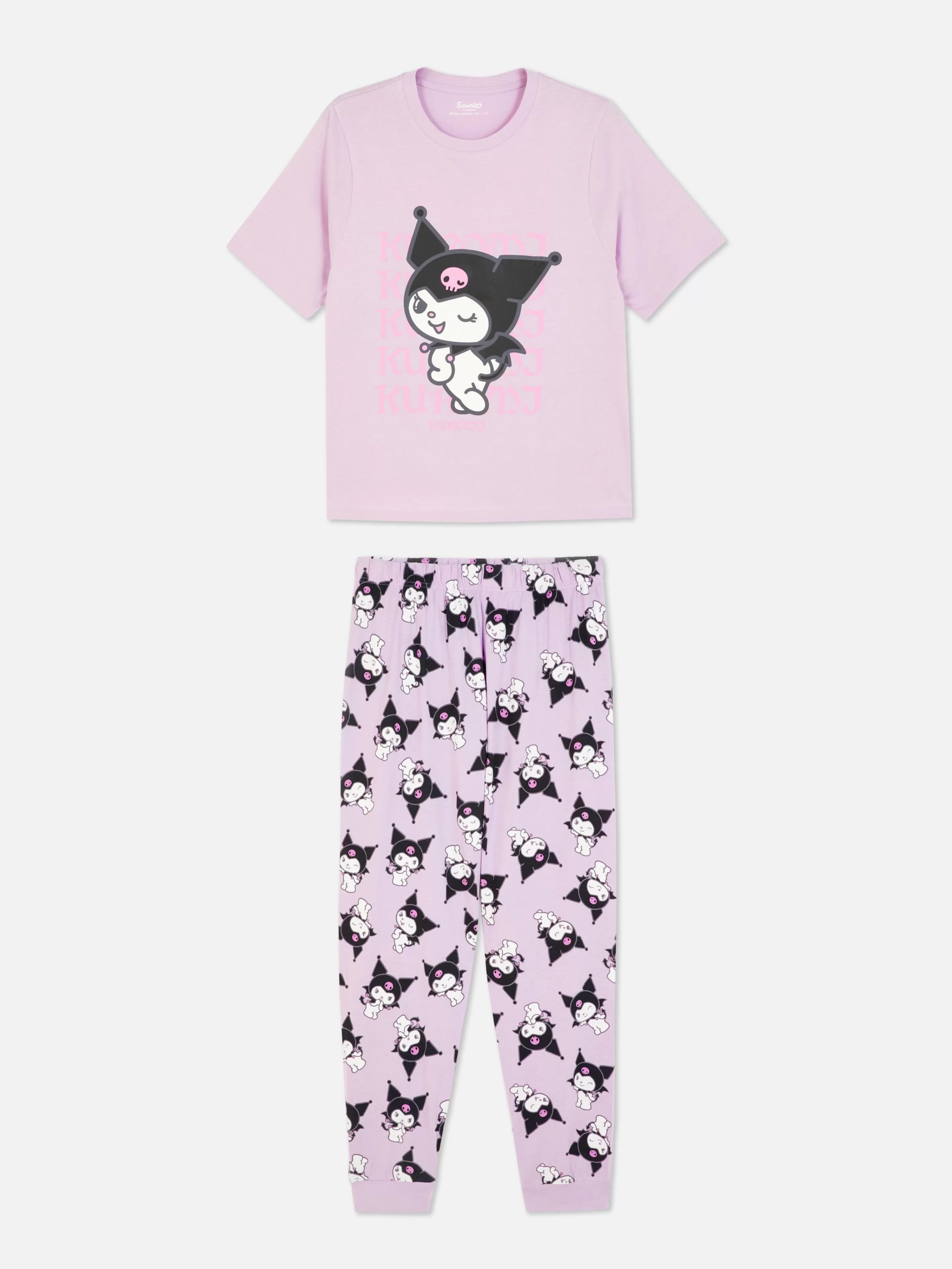 Pijamas*Primark Pijama Malha Hello Kitty Kuromi Lilás