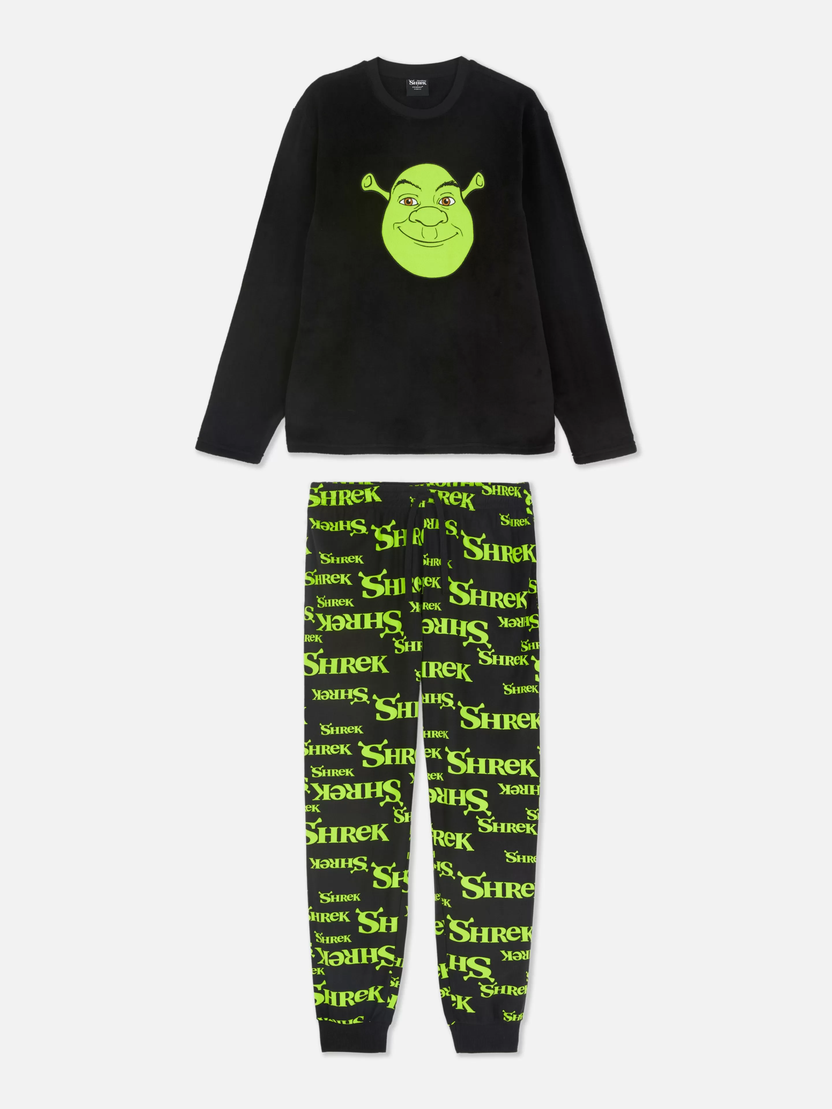 Pijamas*Primark Pijama Malha Polar Shrek Preto