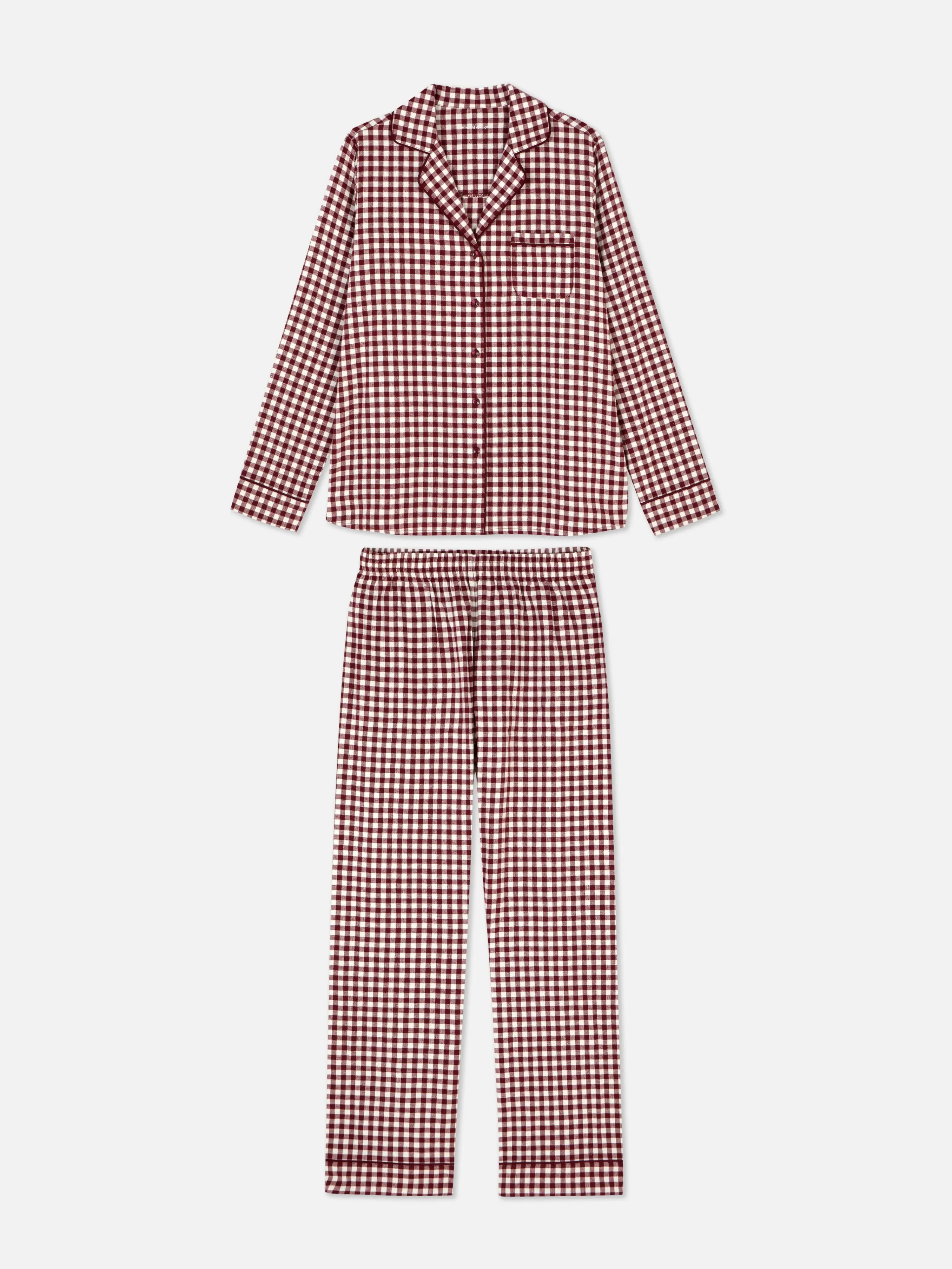 Pijamas*Primark Pijama Manga Comprida Flanela Cor de vinho