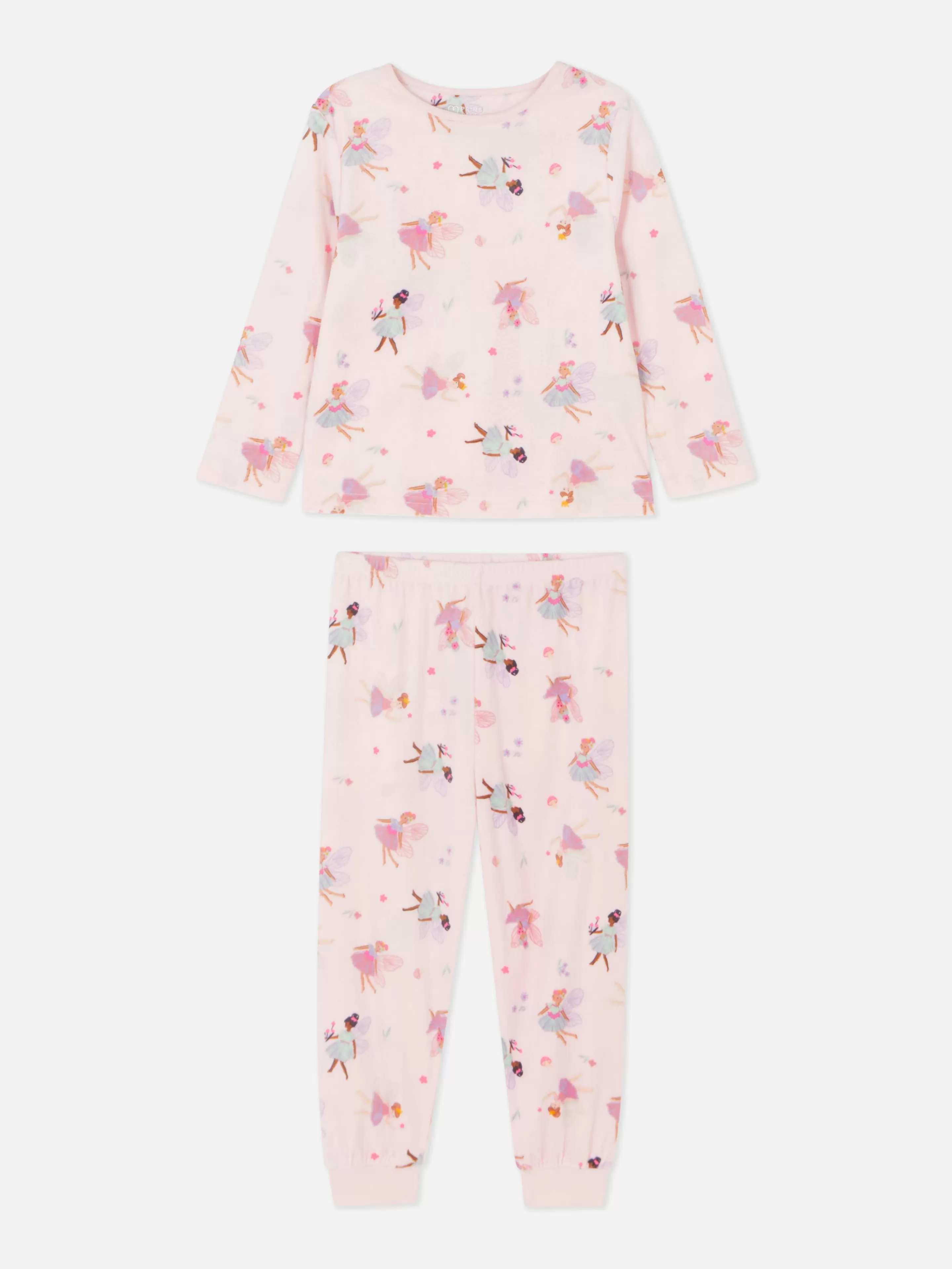 Pijamas E Roupa De Dormir*Primark Pijama Manga Comprida Veludo Fadas Rosa-claro