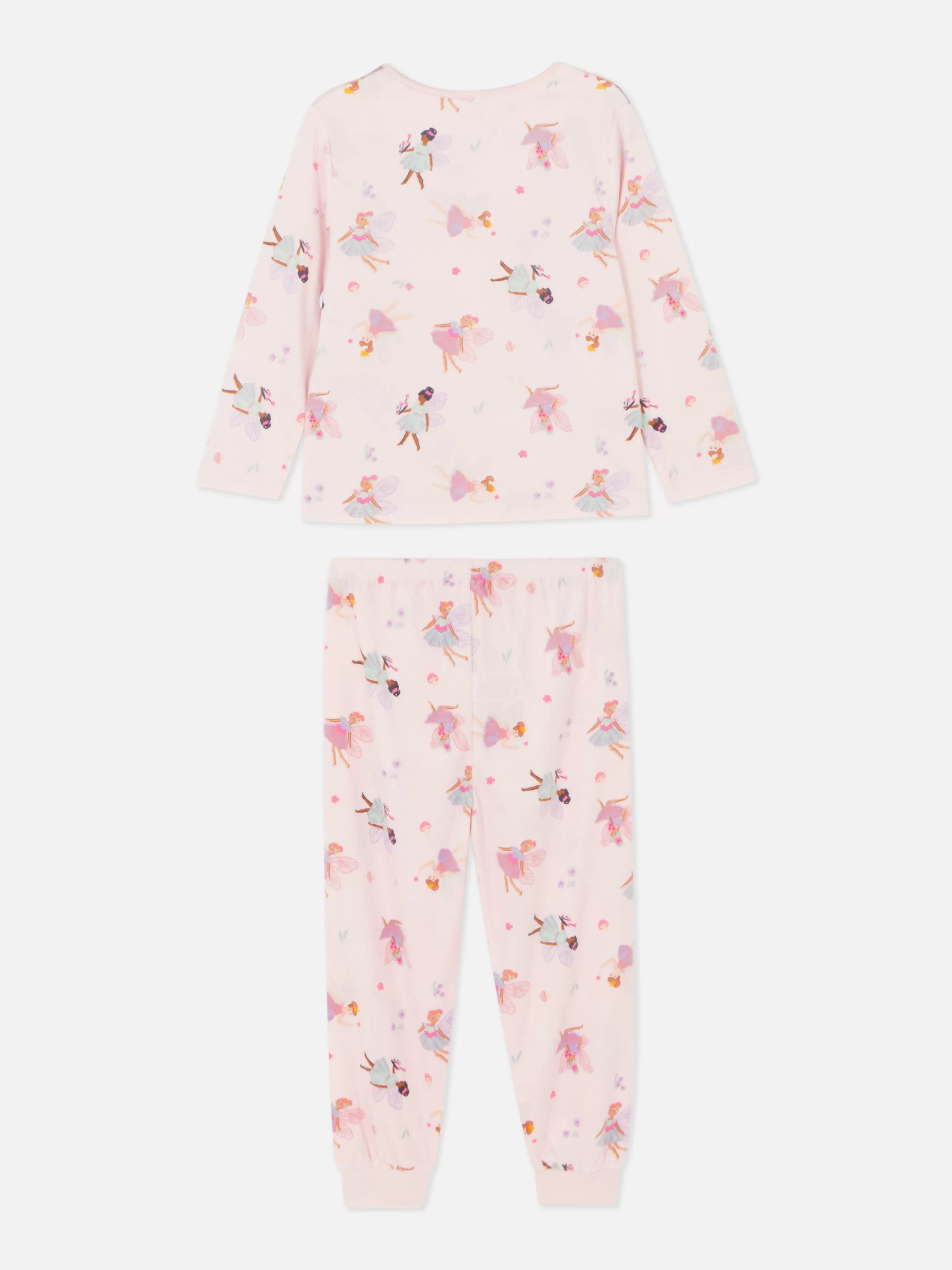 Pijamas E Roupa De Dormir*Primark Pijama Manga Comprida Veludo Fadas Rosa-claro