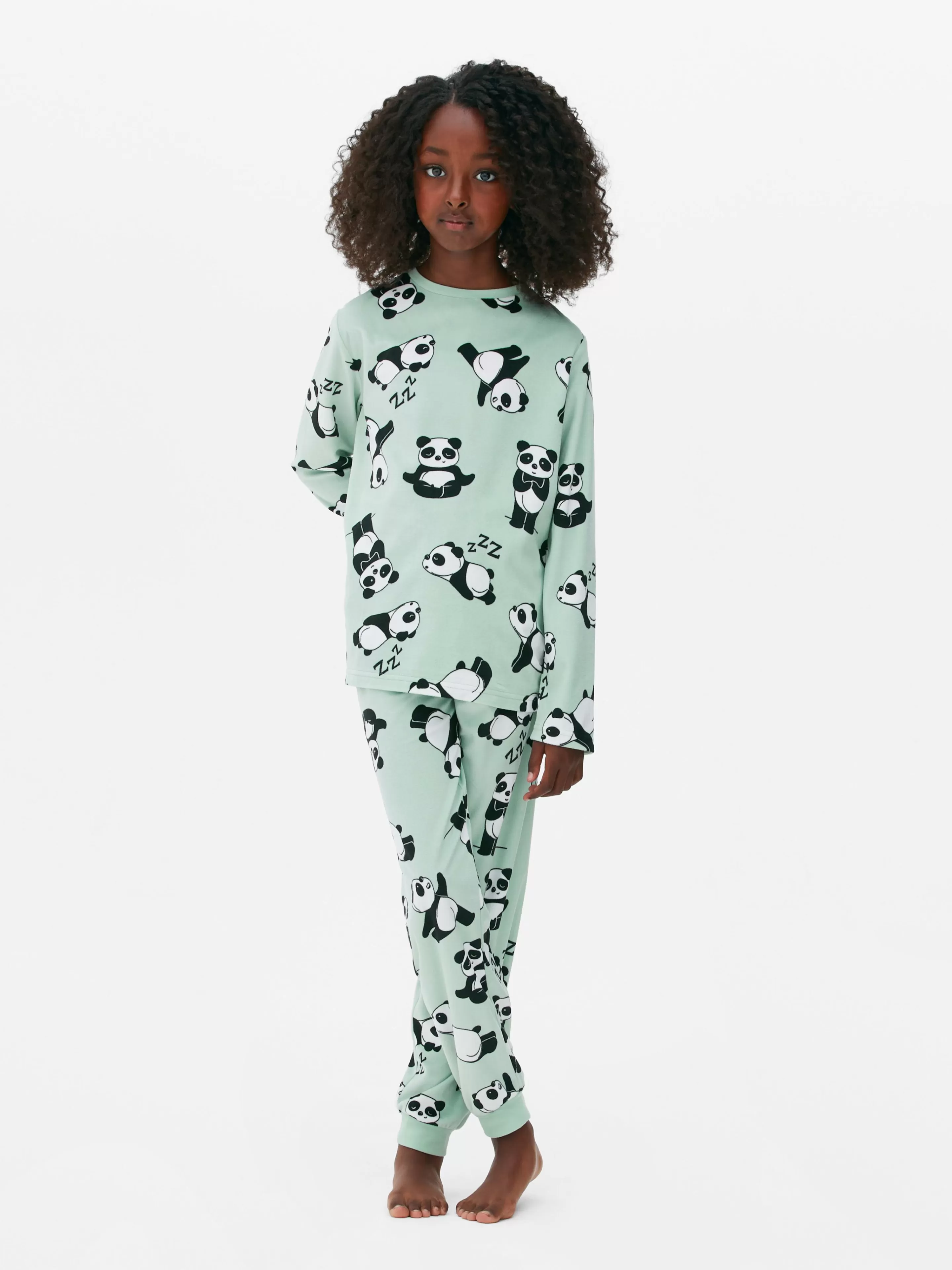 Pijamas E Roupa De Dormir*Primark Pijama Manga Comprida Veludo Panda Verde