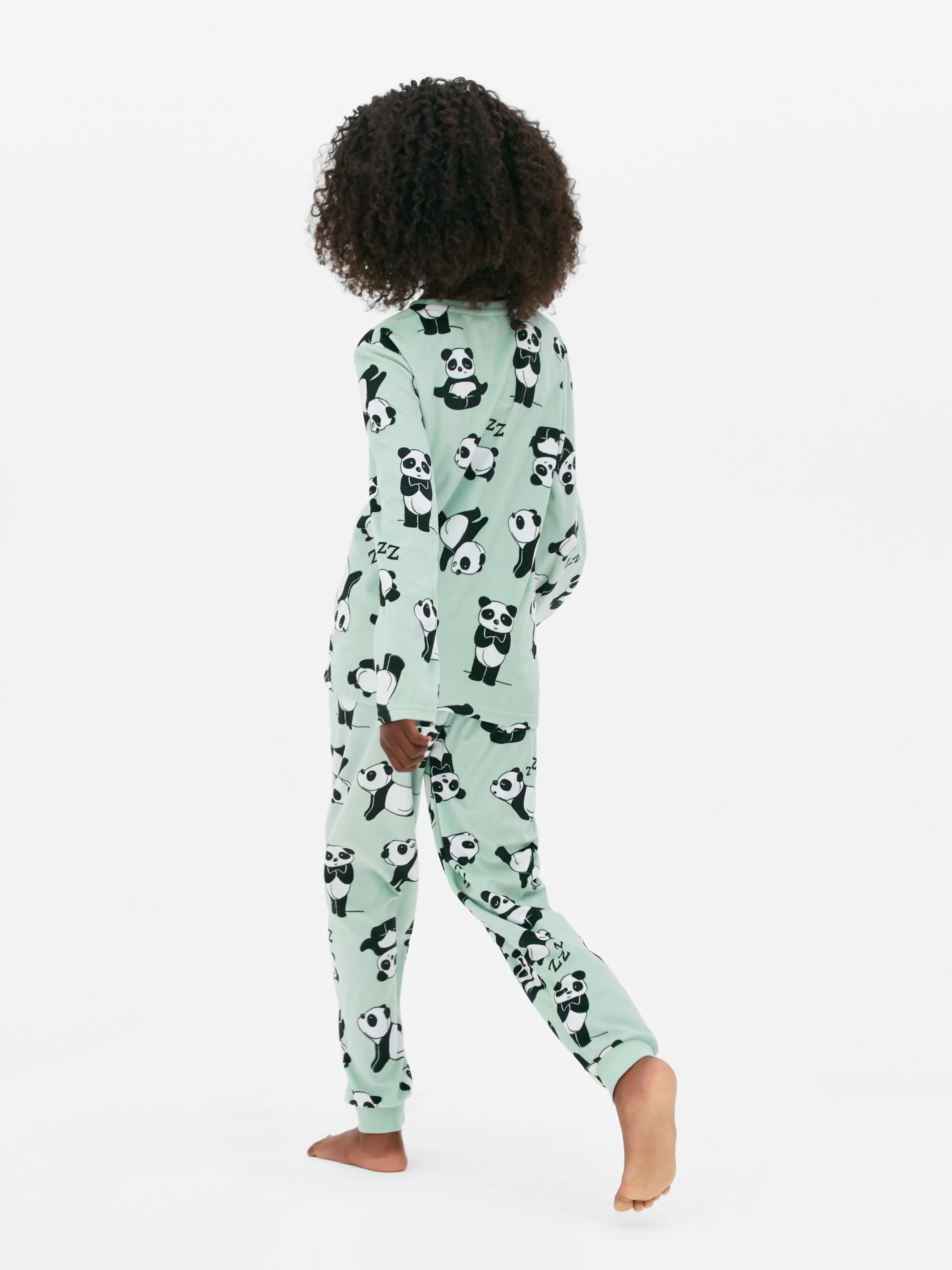 Pijamas E Roupa De Dormir*Primark Pijama Manga Comprida Veludo Panda Verde