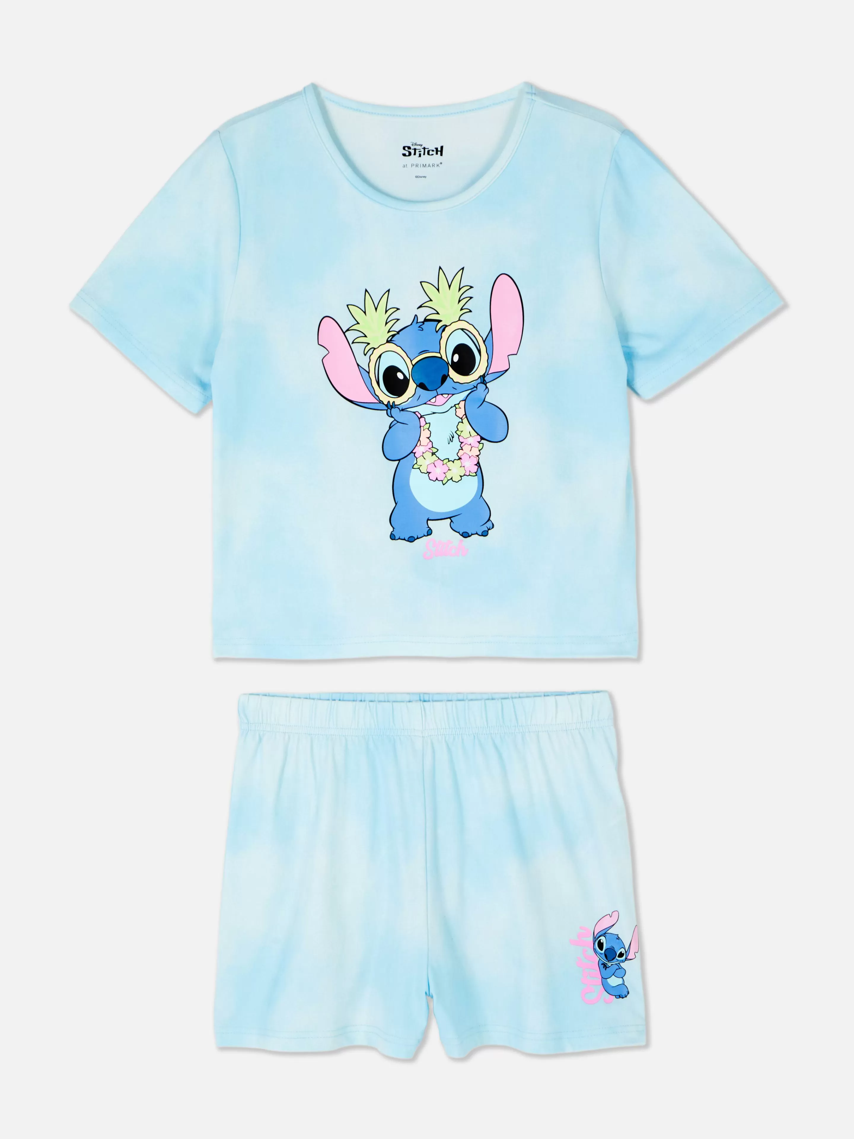 Pijamas E Roupa De Dormir*Primark Pijama Manga Curta Efeito Tingido Disney Stitch Multicolor