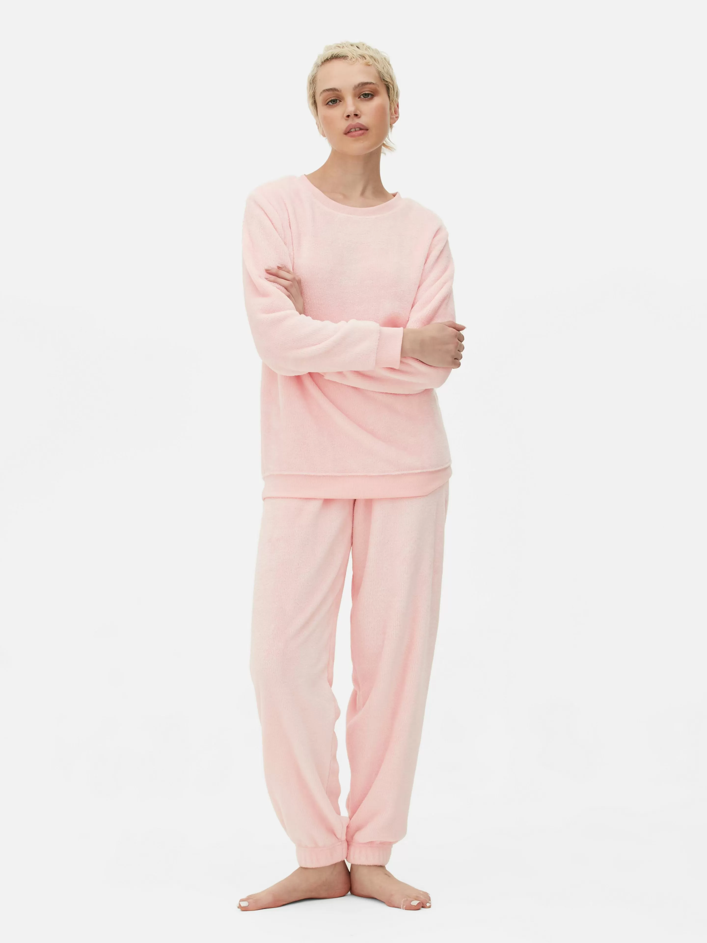 Pijamas*Primark Pijama Polar Manga Comprida Cor-de-rosa