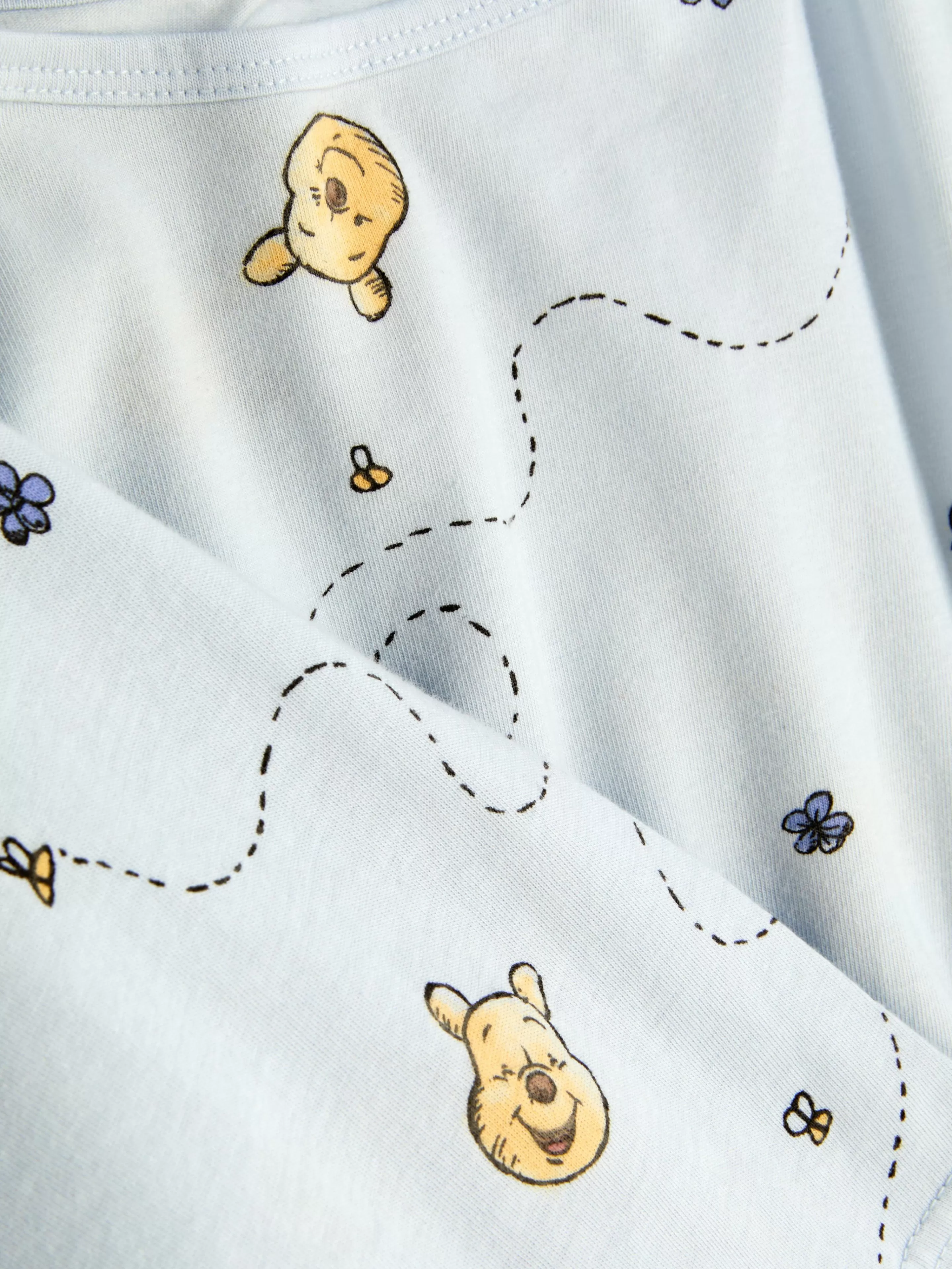 Pijamas*Primark Pijama Top Alças Curto/calções Disney Winnie The Pooh Azul-claro