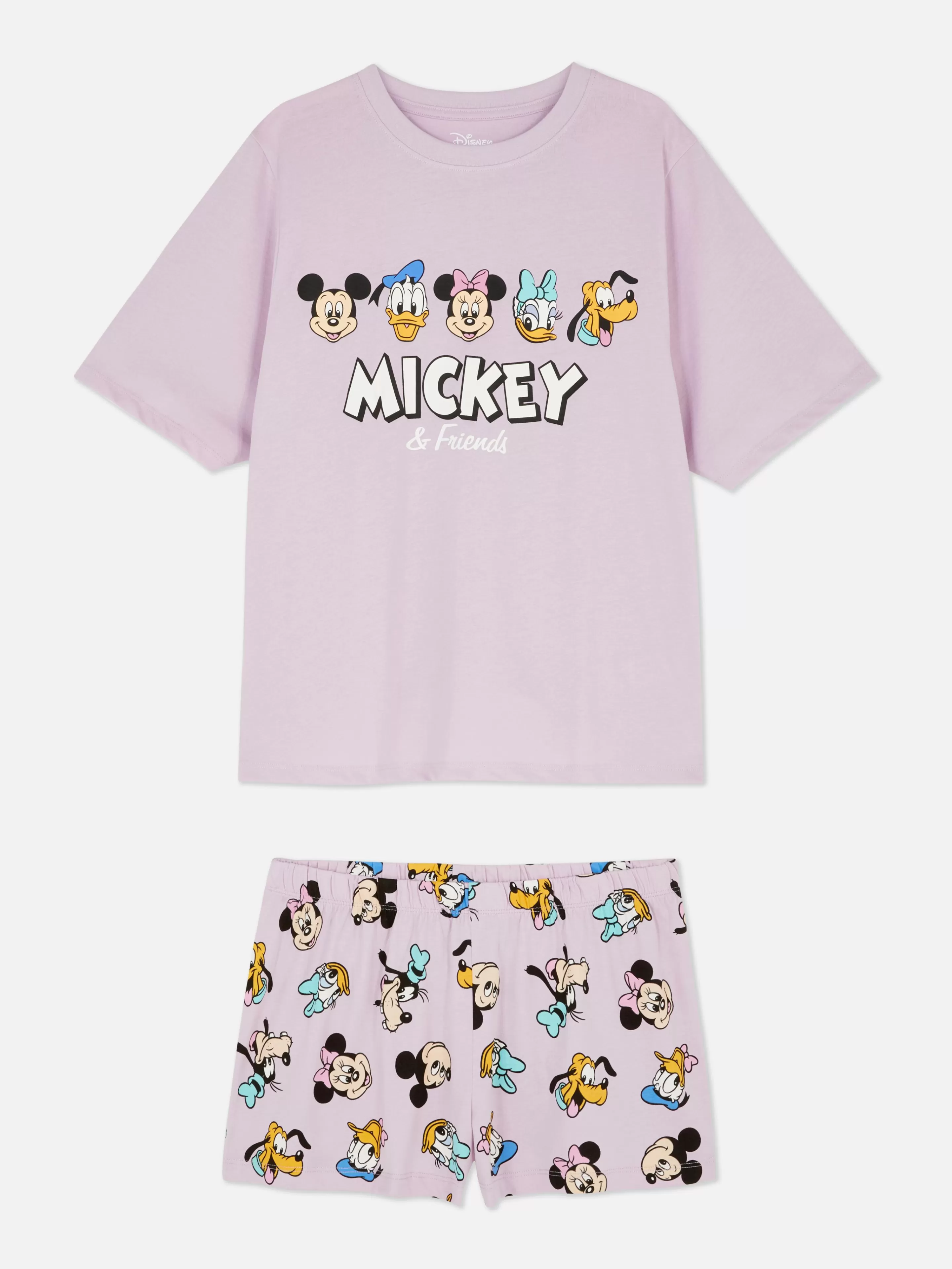 Pijamas*Primark Pijama T-shirt/calções Disney Mickey Mouse & Friends Lilás