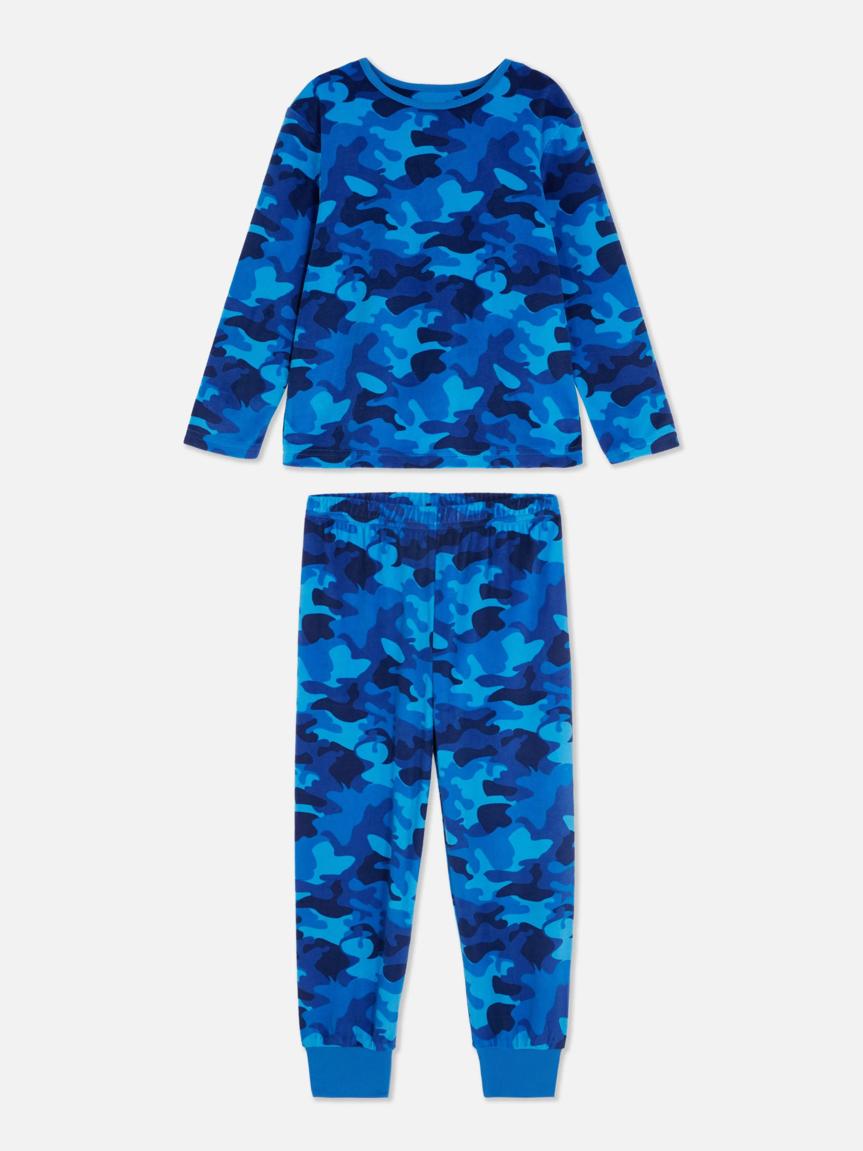 Pijamas E Roupa De Dormir*Primark Pijama Veludo Padrão Camuflado Azul