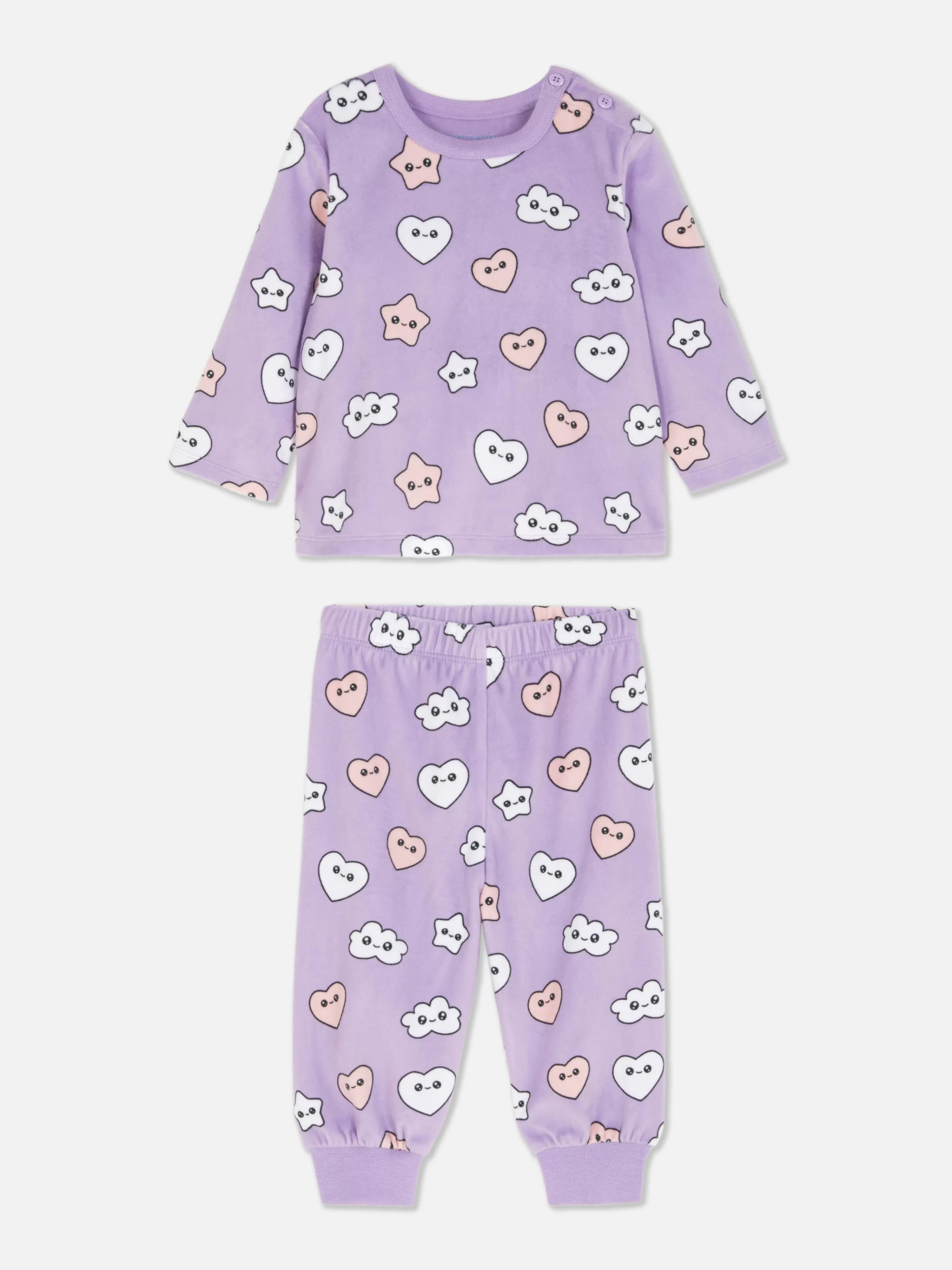 Pijamas E Roupa De Dormir*Primark Pijama Veludo Padrão Floral Roxo