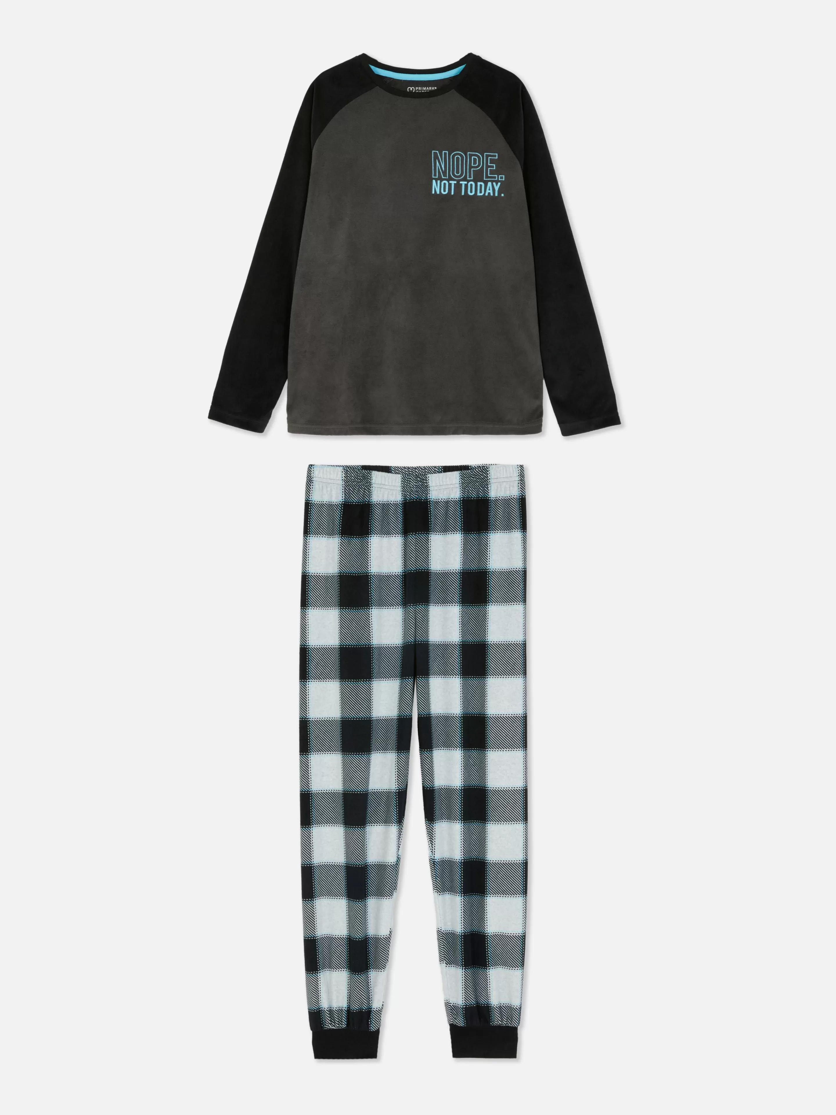 Pijamas E Roupa De Dormir*Primark Pijama Veludo Xadrez Preto