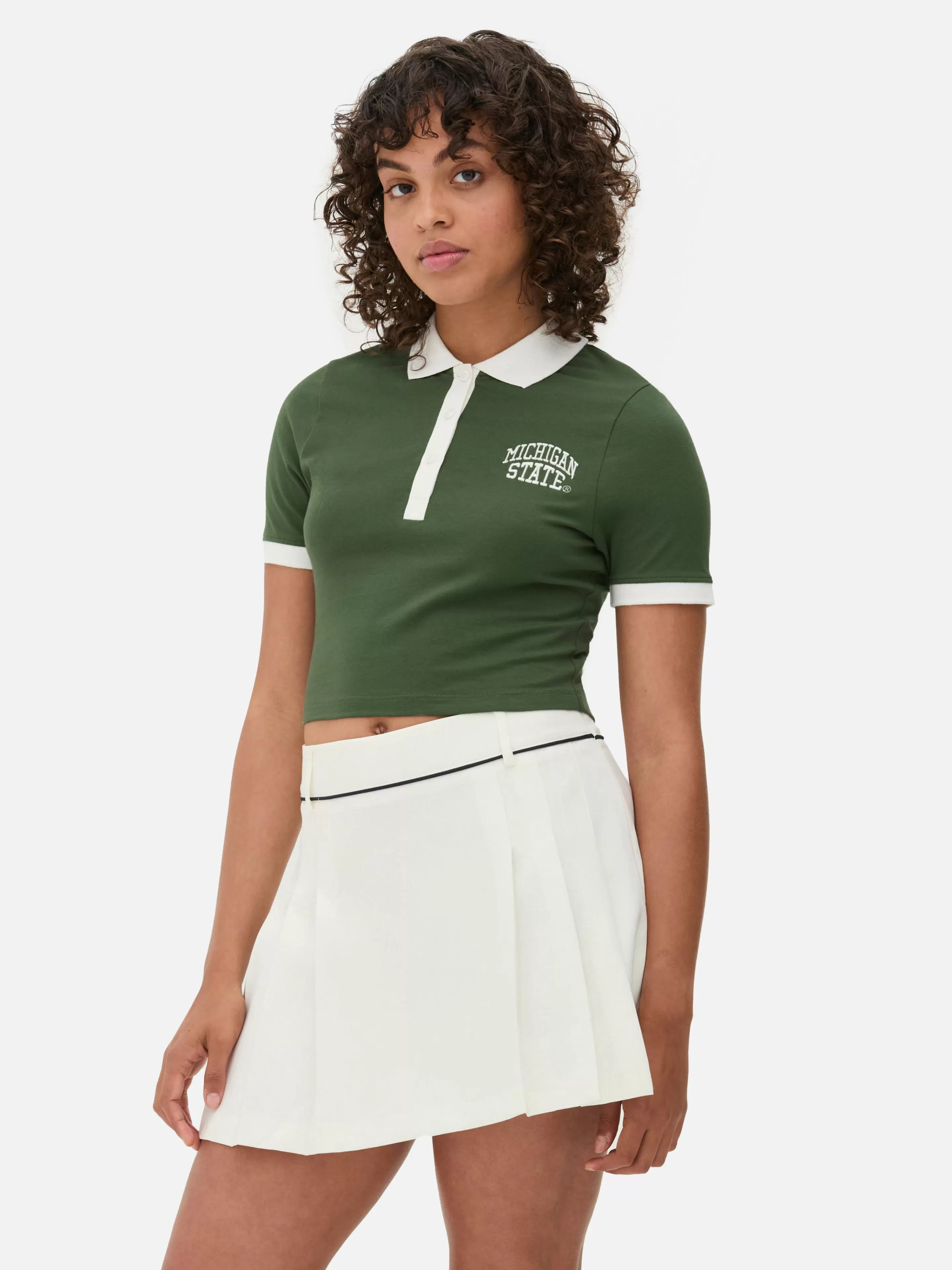 Tops E T-Shirts*Primark Polo Curto Michigan State Verde