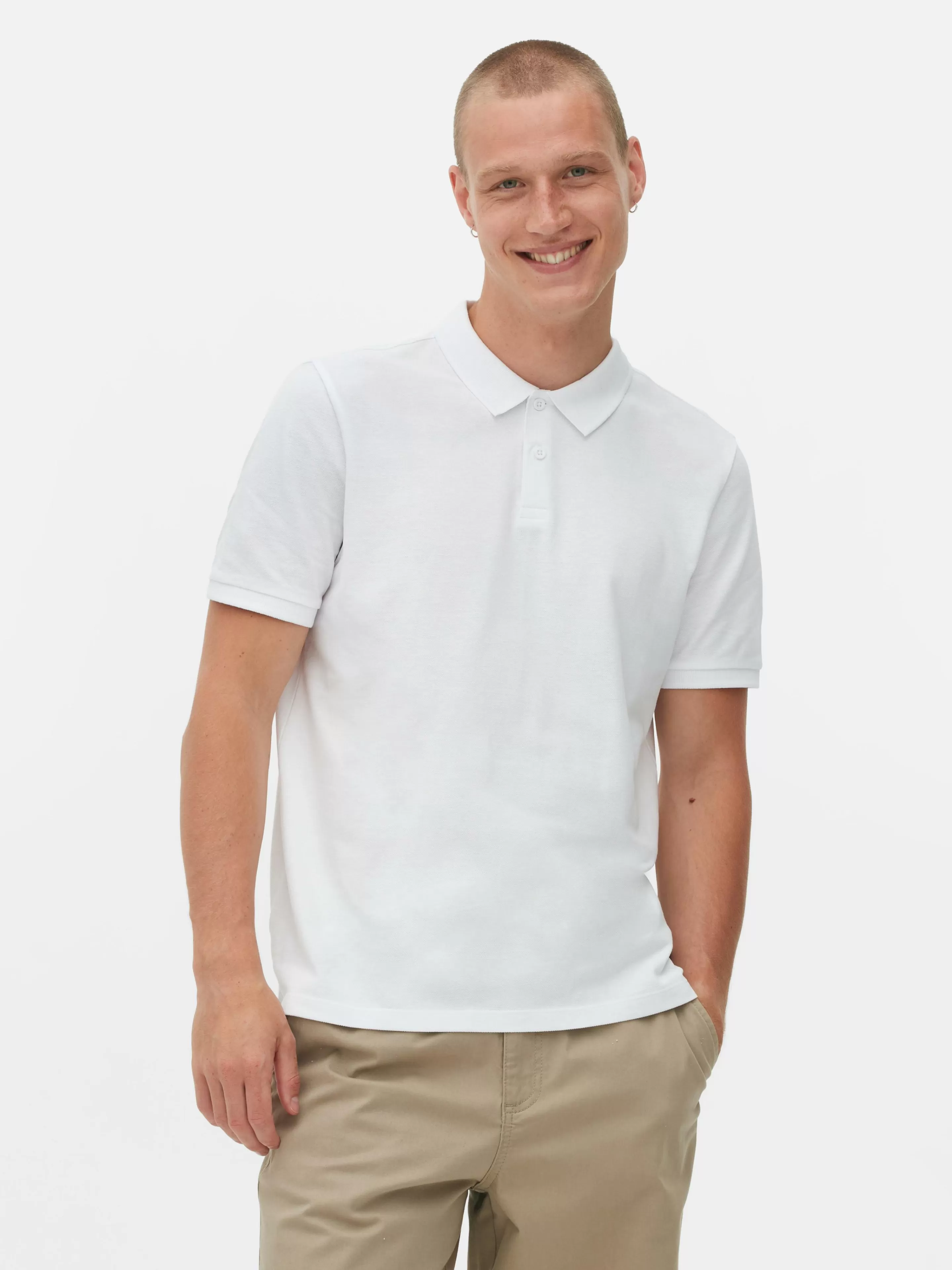 Tops E T-Shirts*Primark Polo Piqué Clássico Branco