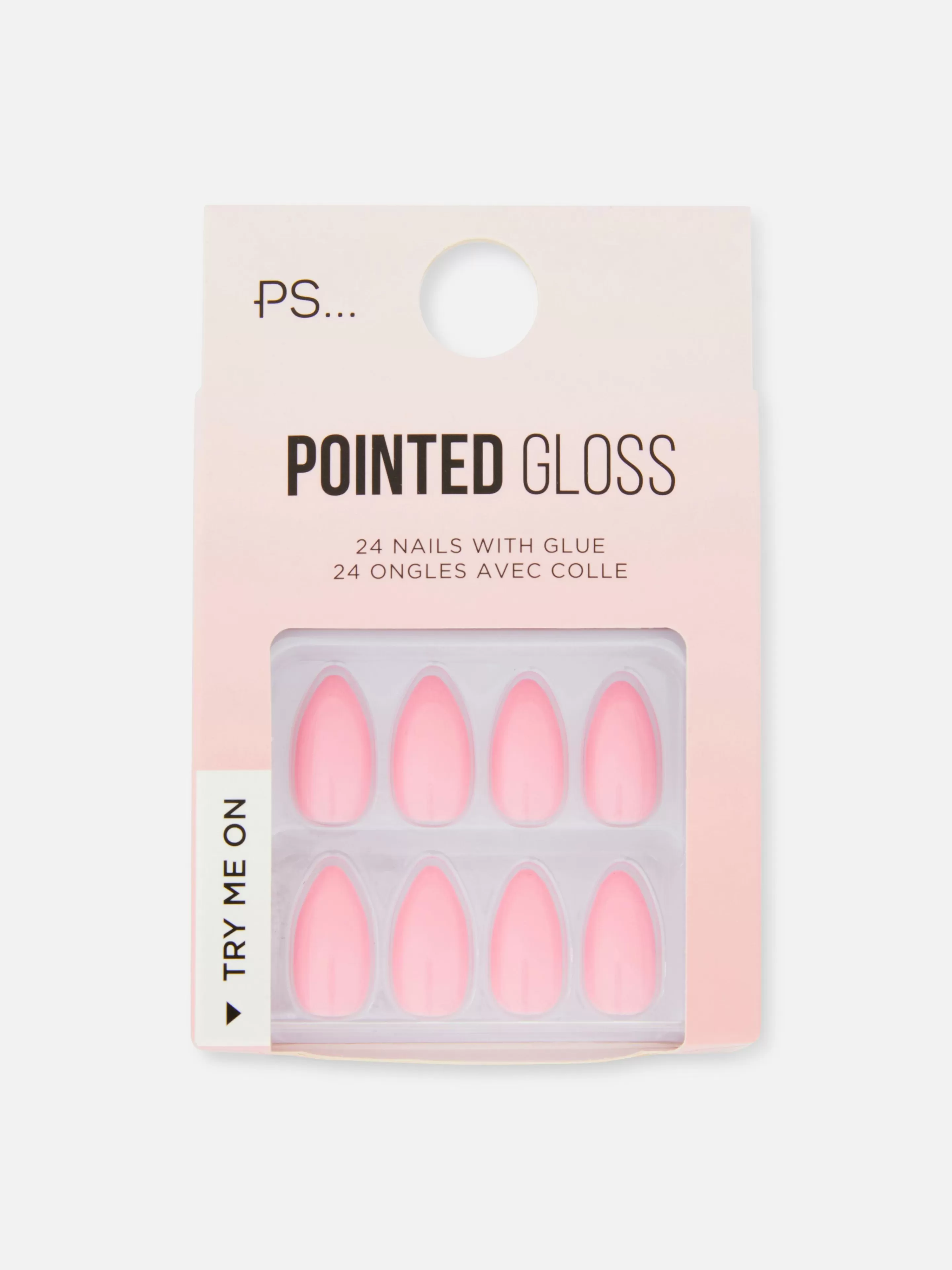 Unhas Postiças*Primark PS... Unhas Postiças Pontiagudas Brilho Cor-de-rosa