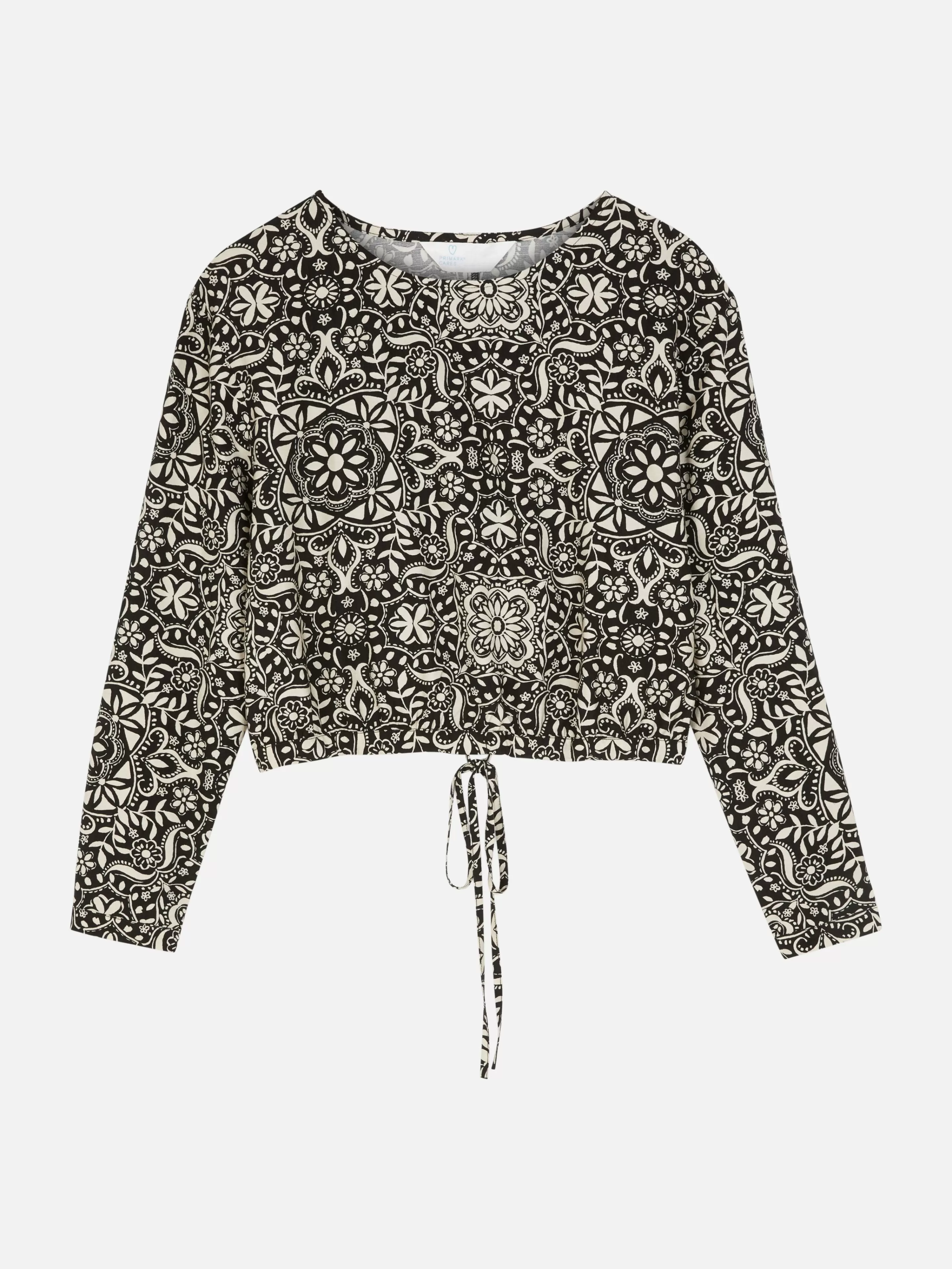 Camisas E Blusas*Primark Top Coord. Manga Comprida Bainha Cordão Preto/Branco
