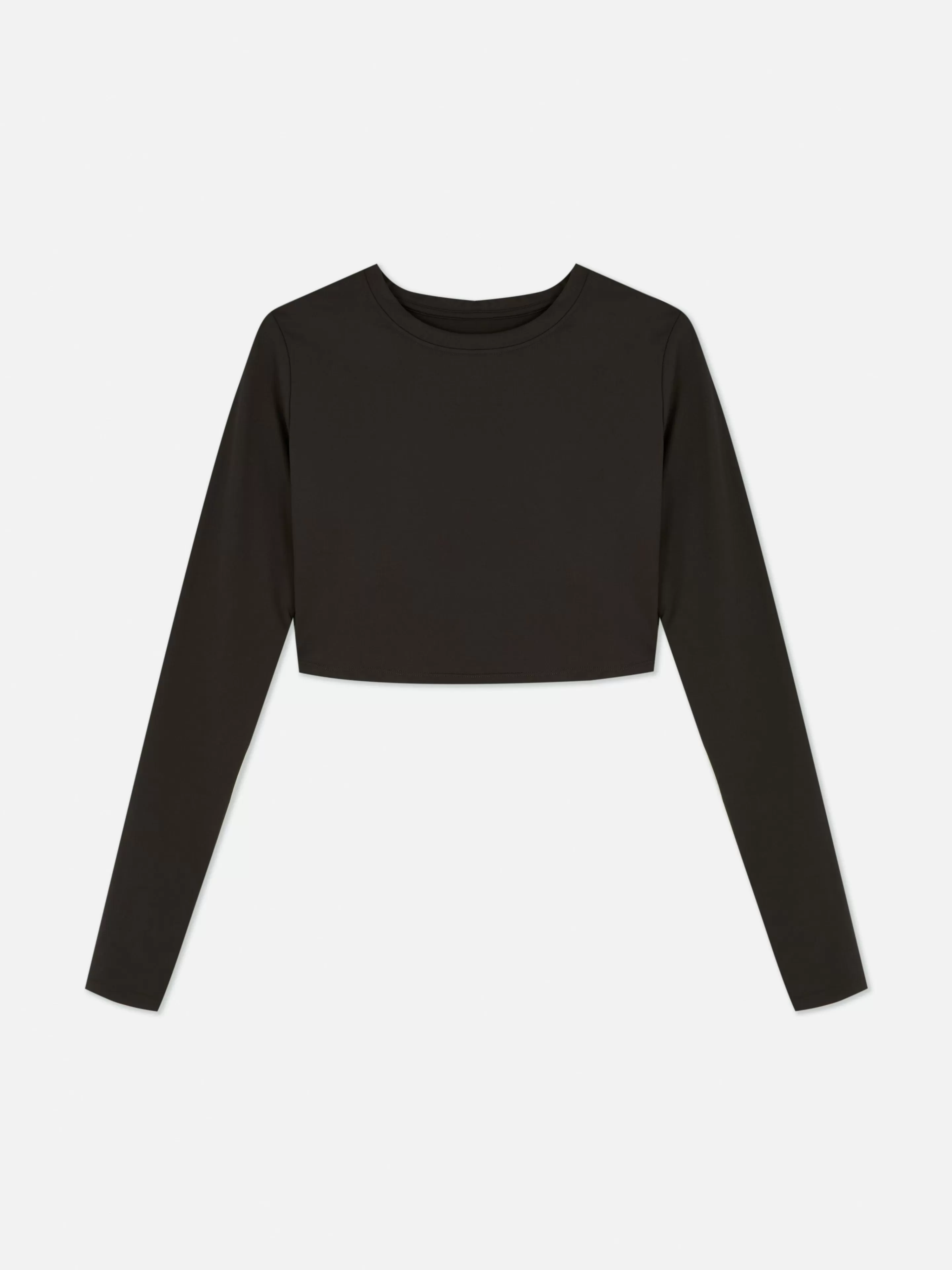 Roupas De Ginásio E De Desporto*Primark Top Curto Desporto Manga Comprida Suave Rita Ora Chocolate