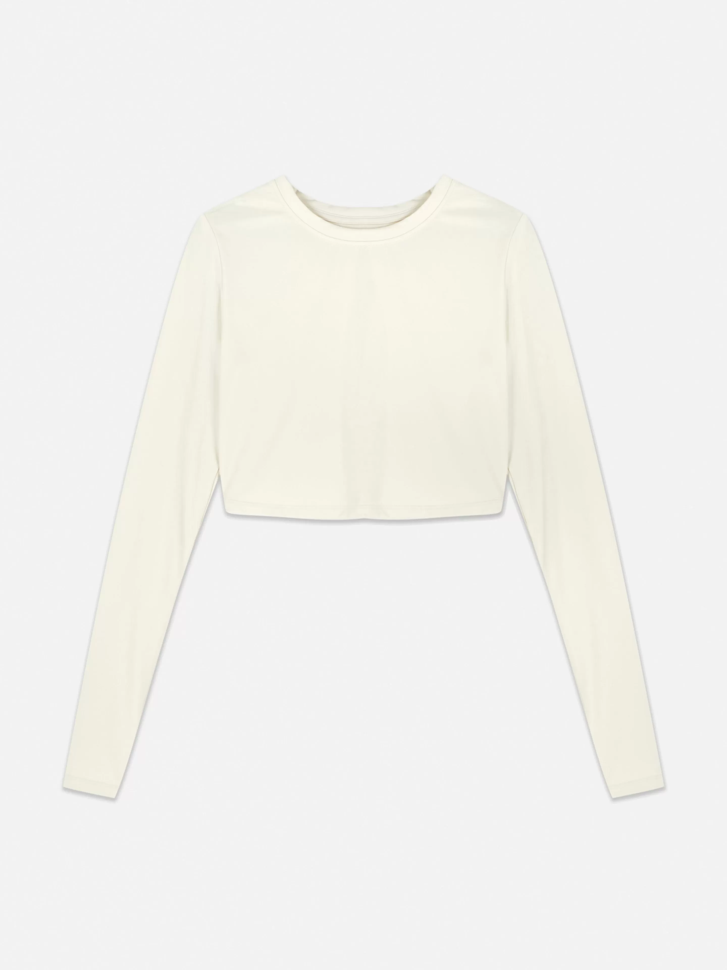 Roupas De Ginásio E De Desporto*Primark Top Curto Desporto Manga Comprida Suave Rita Ora Marfim