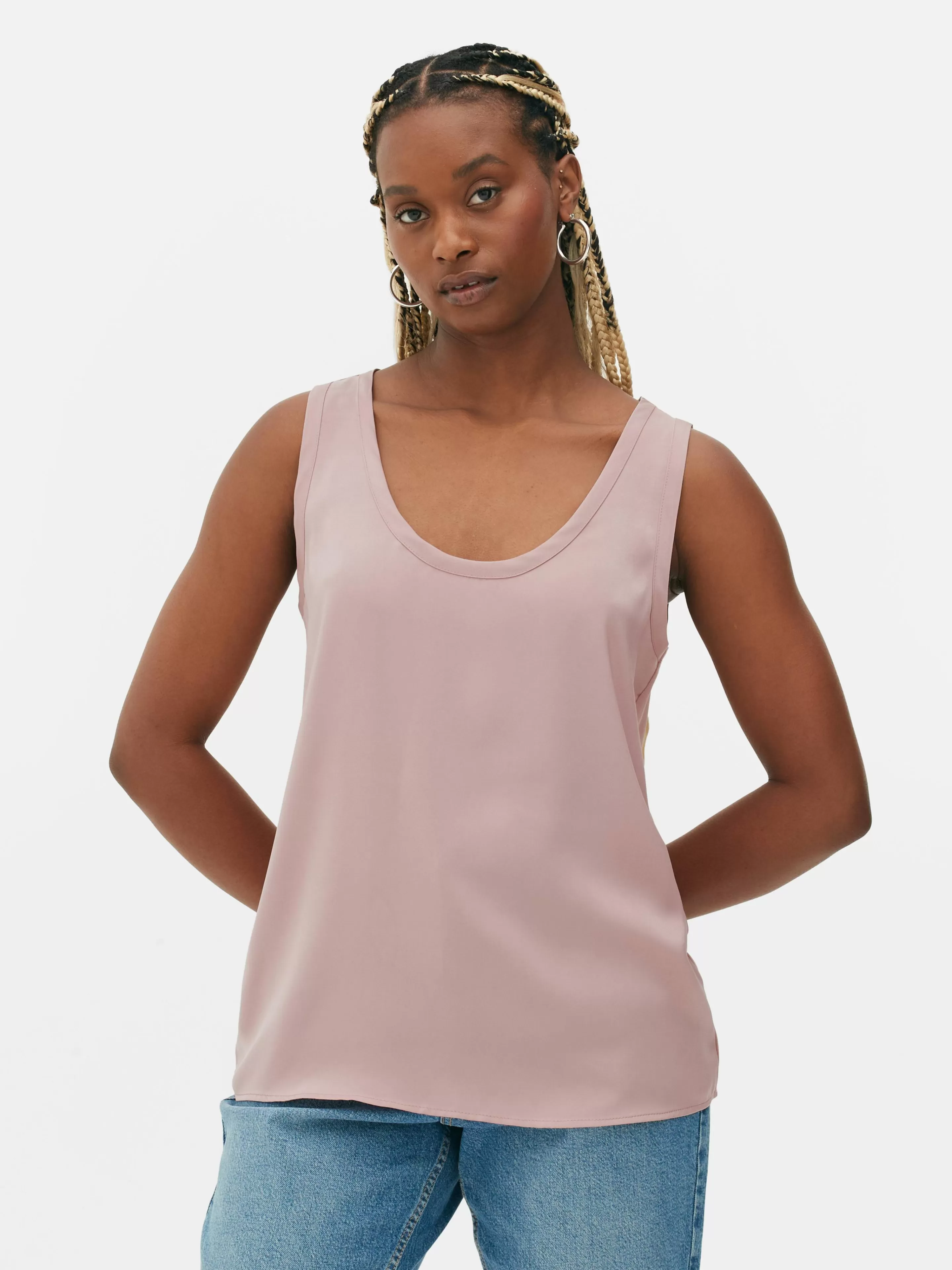 Tops E T-Shirts*Primark Top S/ Mangas Corte Folgado Básico Cor-de-rosa