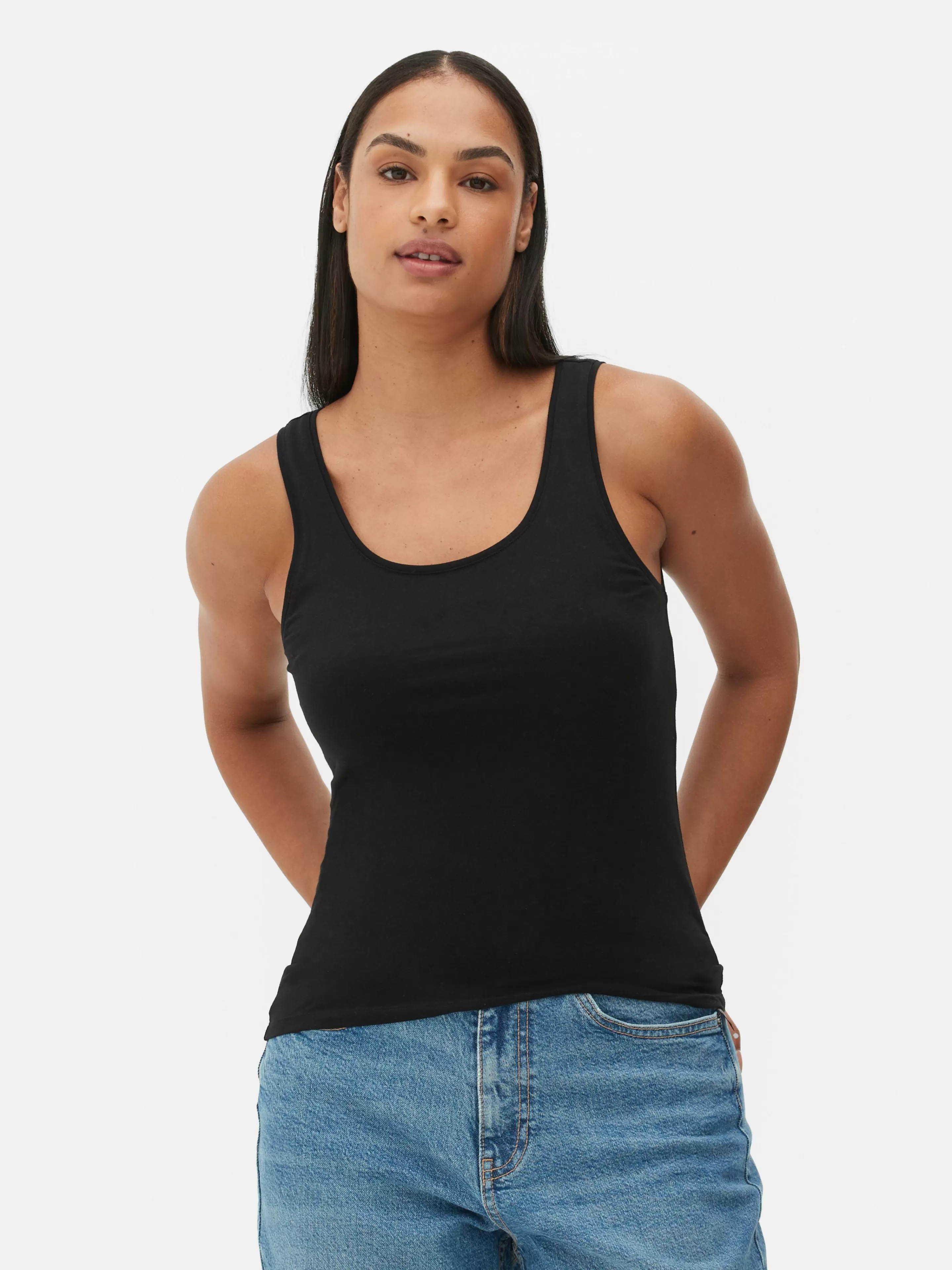 Tops E T-Shirts*Primark Top S/ Mangas Elástico Essencial Preto