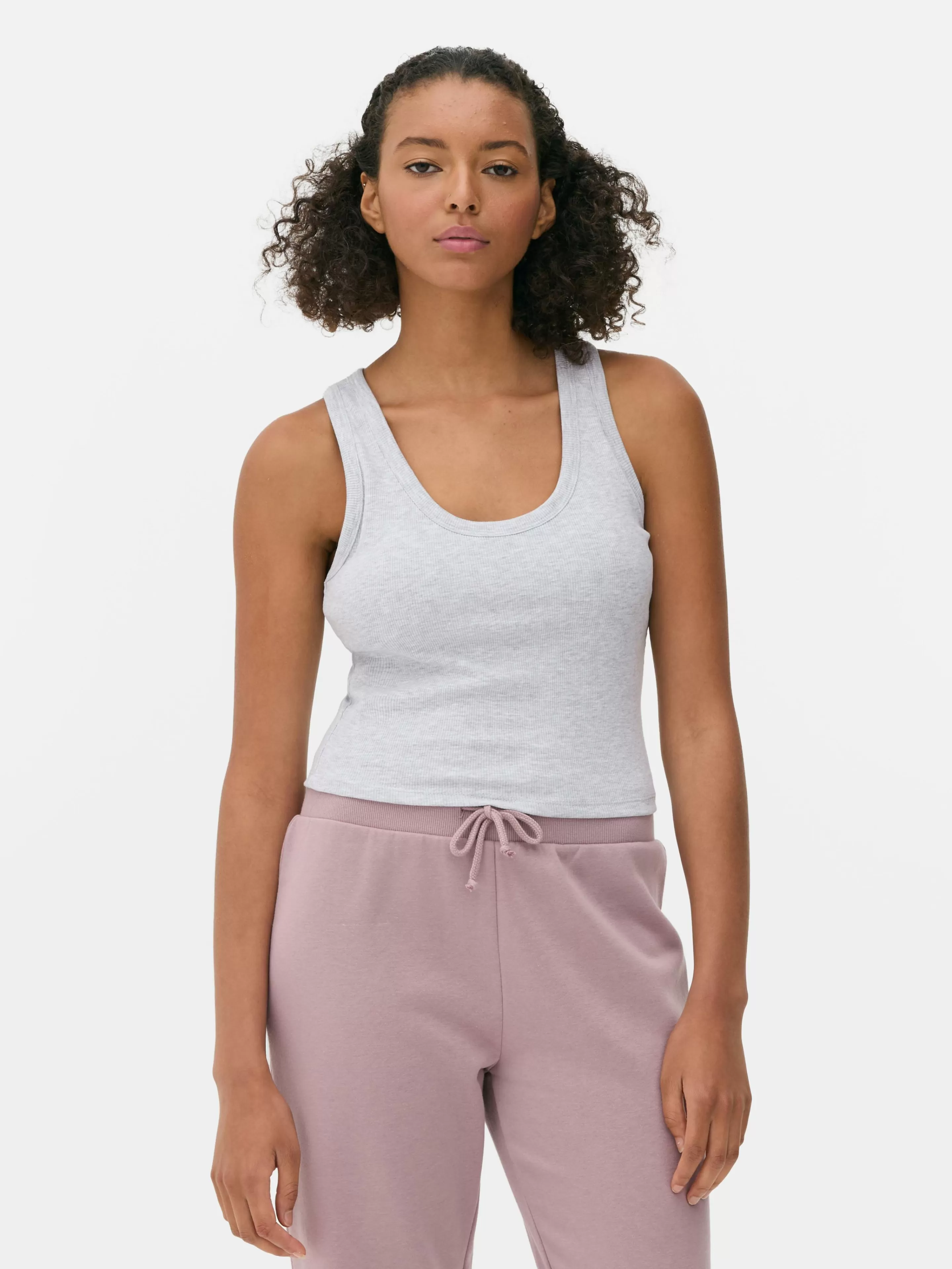 Tops E T-Shirts*Primark Top S/ Mangas Gola Redonda Sutiã Incorporado Cinzento marmoreado