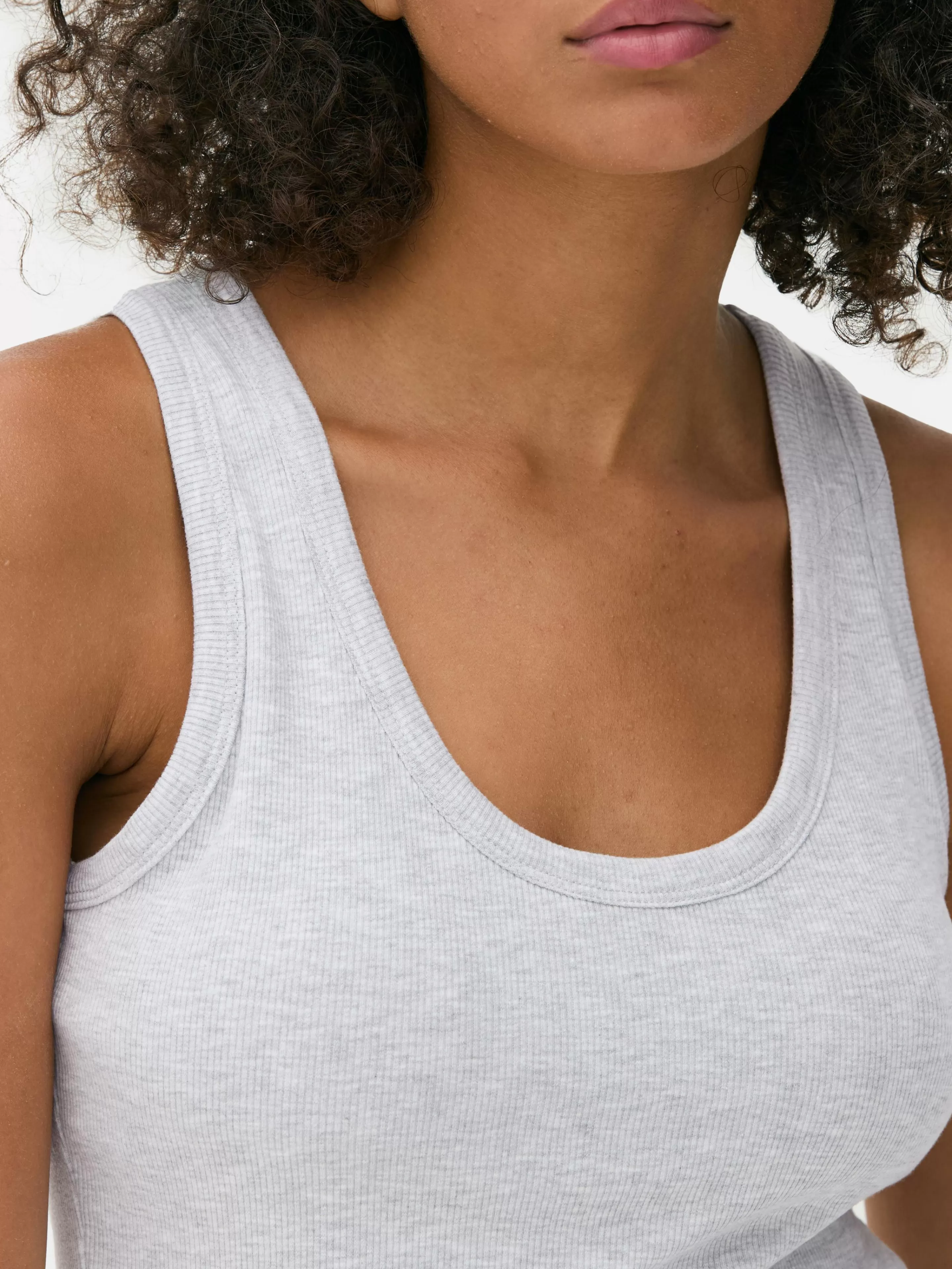 Tops E T-Shirts*Primark Top S/ Mangas Gola Redonda Sutiã Incorporado Cinzento marmoreado