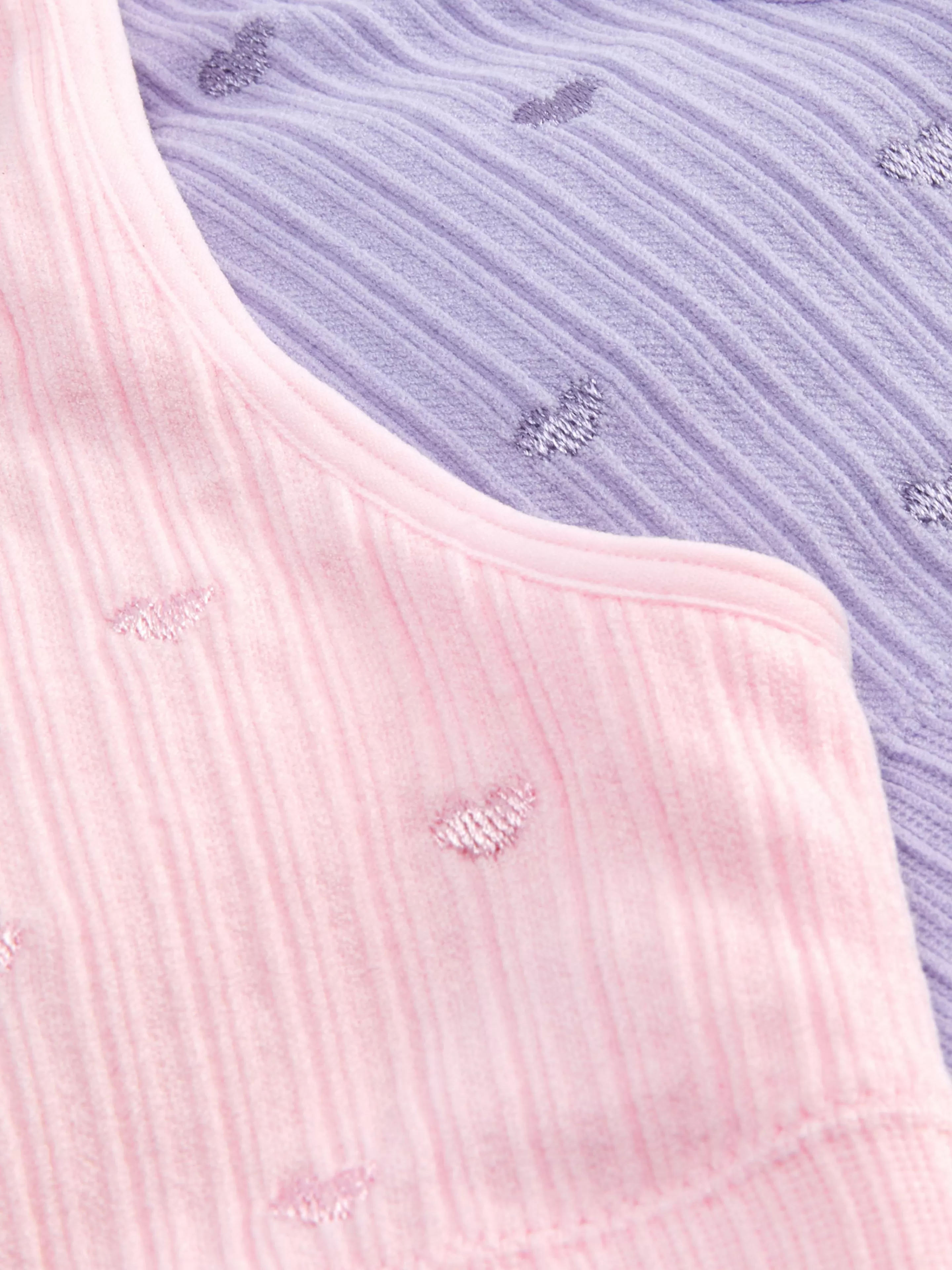 Roupa Interior*Primark Tops S/ Mangas Curtos Bordado Coração Cor-de-rosa