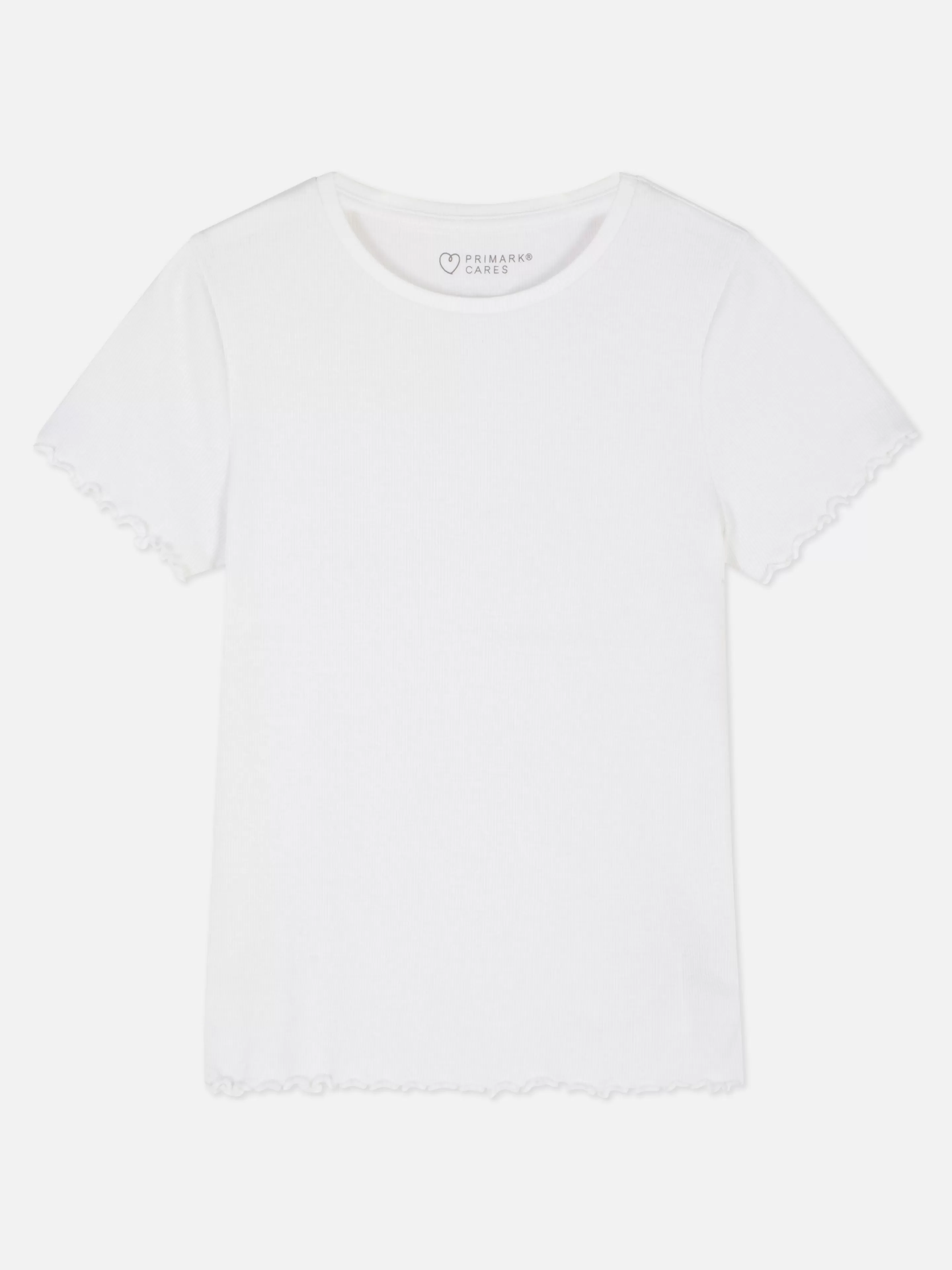 Tops E T-Shirts*Primark T-shirt Canelada Rebordo Franzido Branco